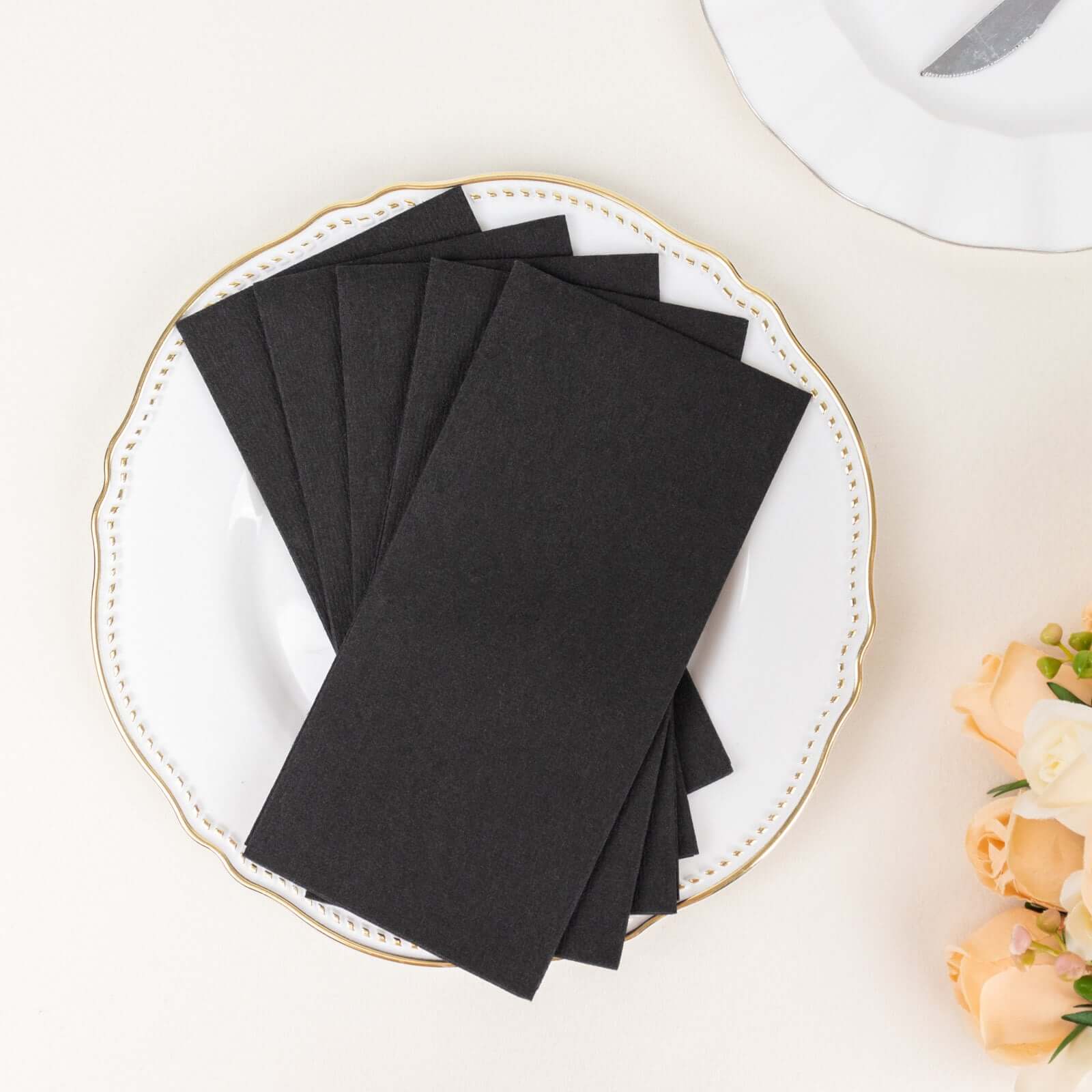 20 Pack Linen-Like Paper Napkins 8.5"x4" Black - Soft & Hygienic Airlaid Towels - Image 8