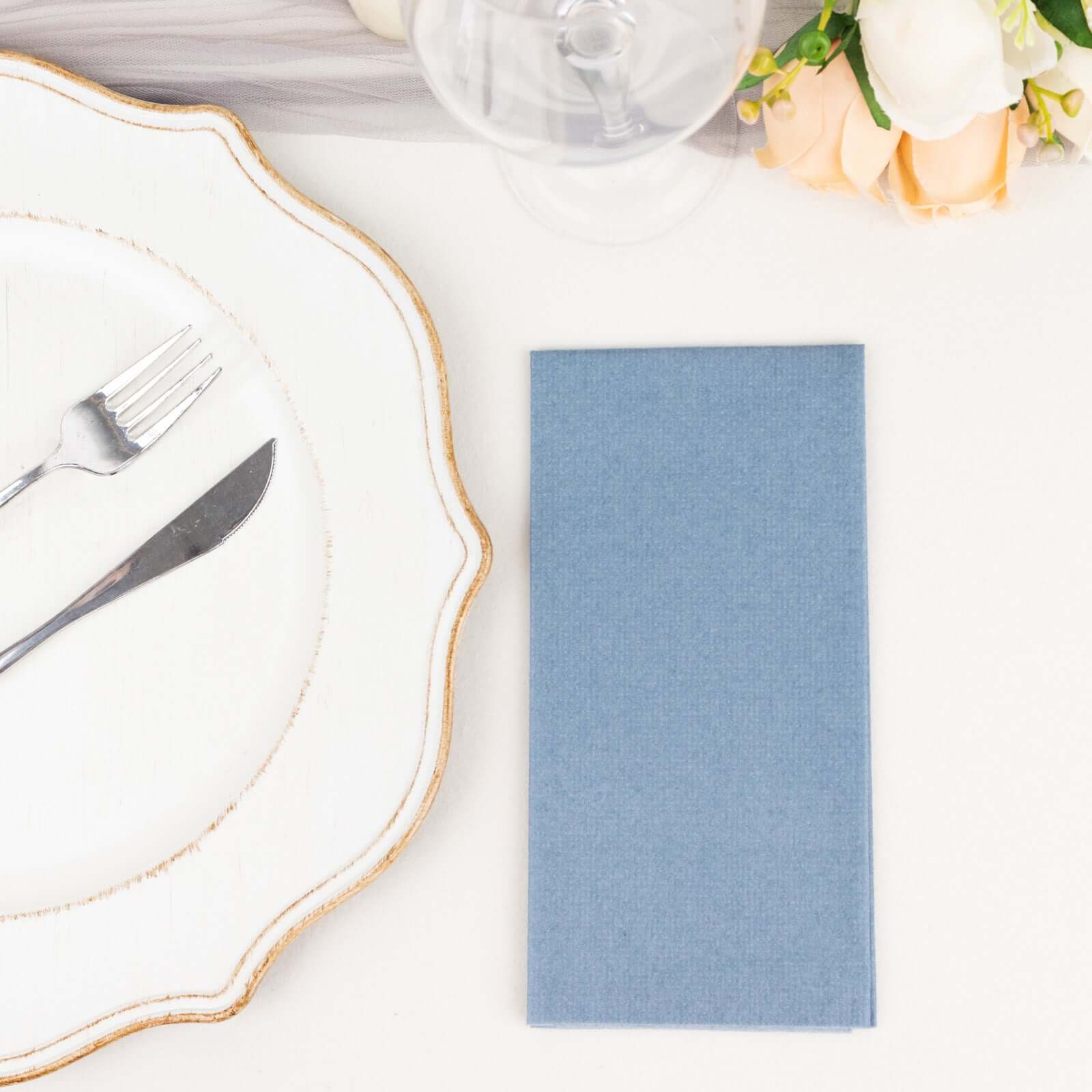 20 Pack Linen-Like Paper Napkins 8.5"x4" Dusty Blue - Soft & Hygienic Airlaid Towels - Image 10