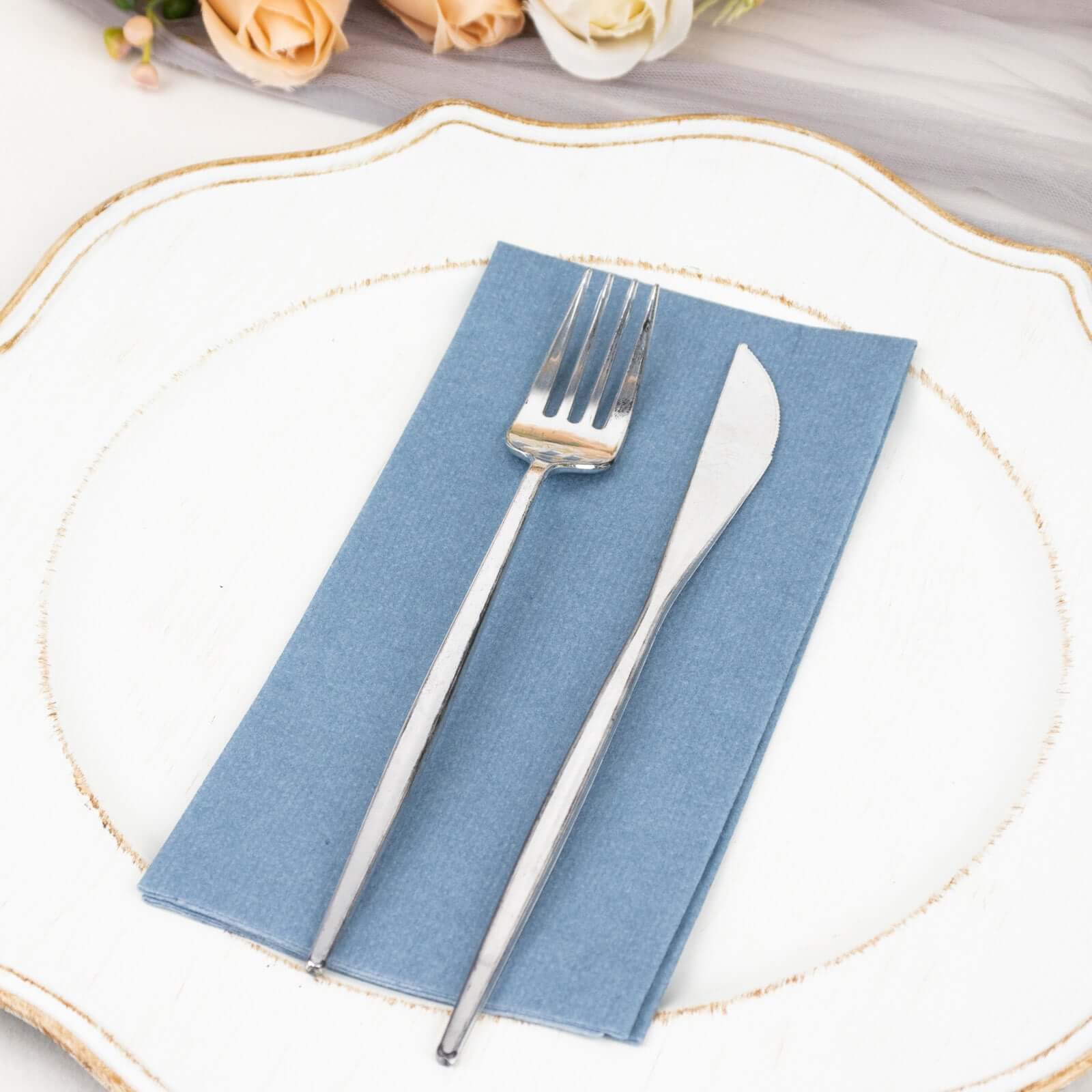 20 Pack Linen-Like Paper Napkins 8.5"x4" Dusty Blue - Soft & Hygienic Airlaid Towels - Image 11
