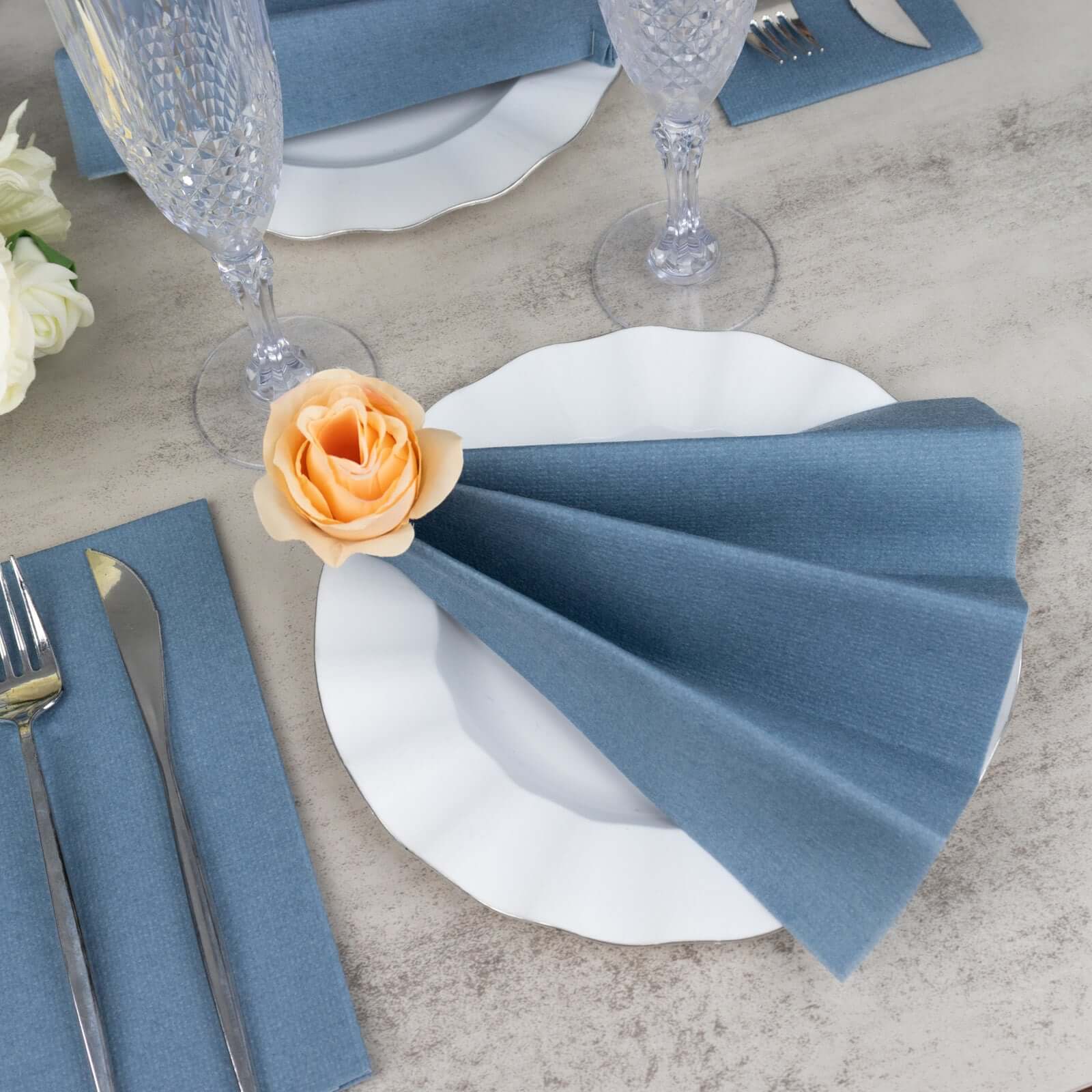 20 Pack Linen-Like Paper Napkins 8.5"x4" Dusty Blue - Soft & Hygienic Airlaid Towels - Image 14