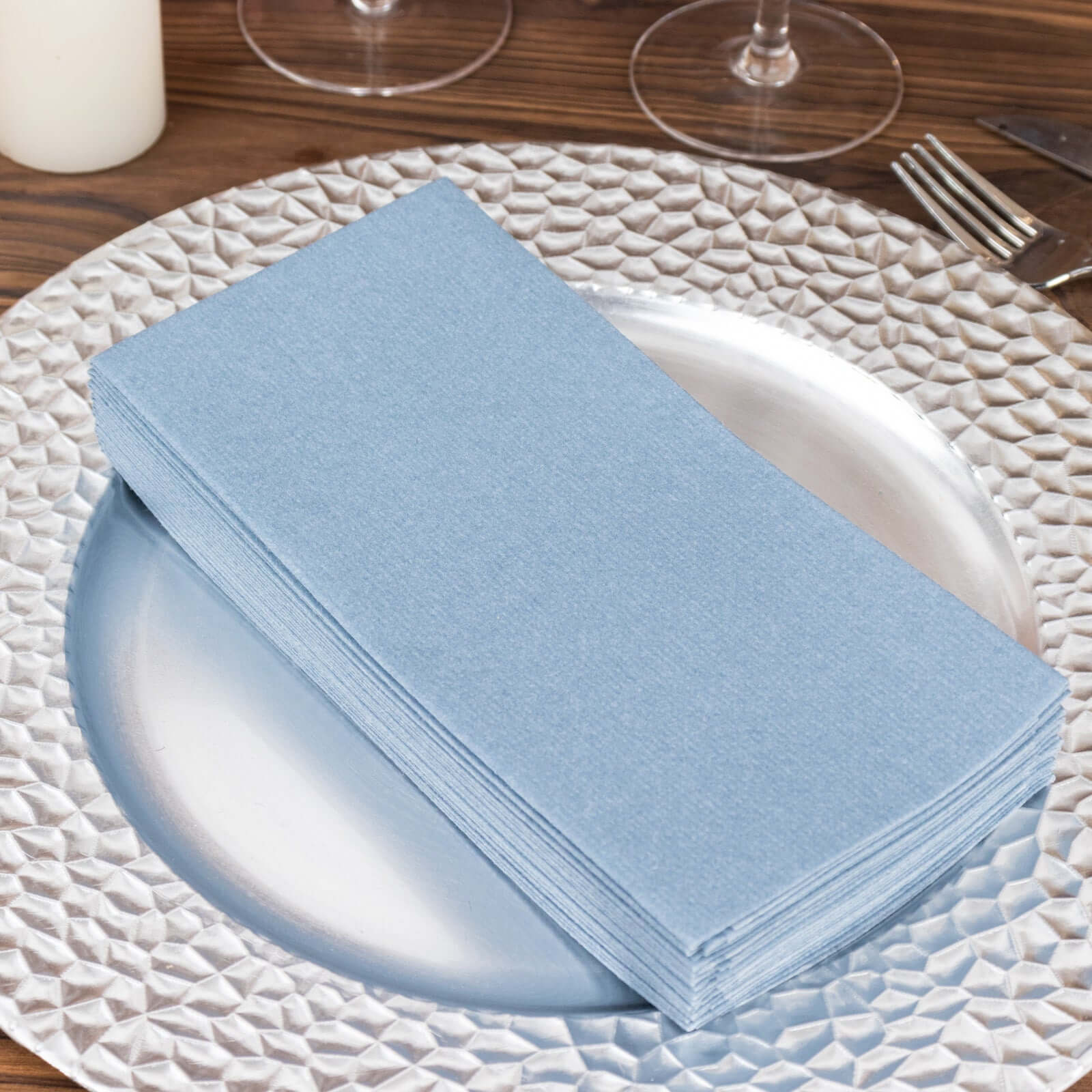 20 Pack Linen-Like Paper Napkins 8.5"x4" Dusty Blue - Soft & Hygienic Airlaid Towels - Image 17