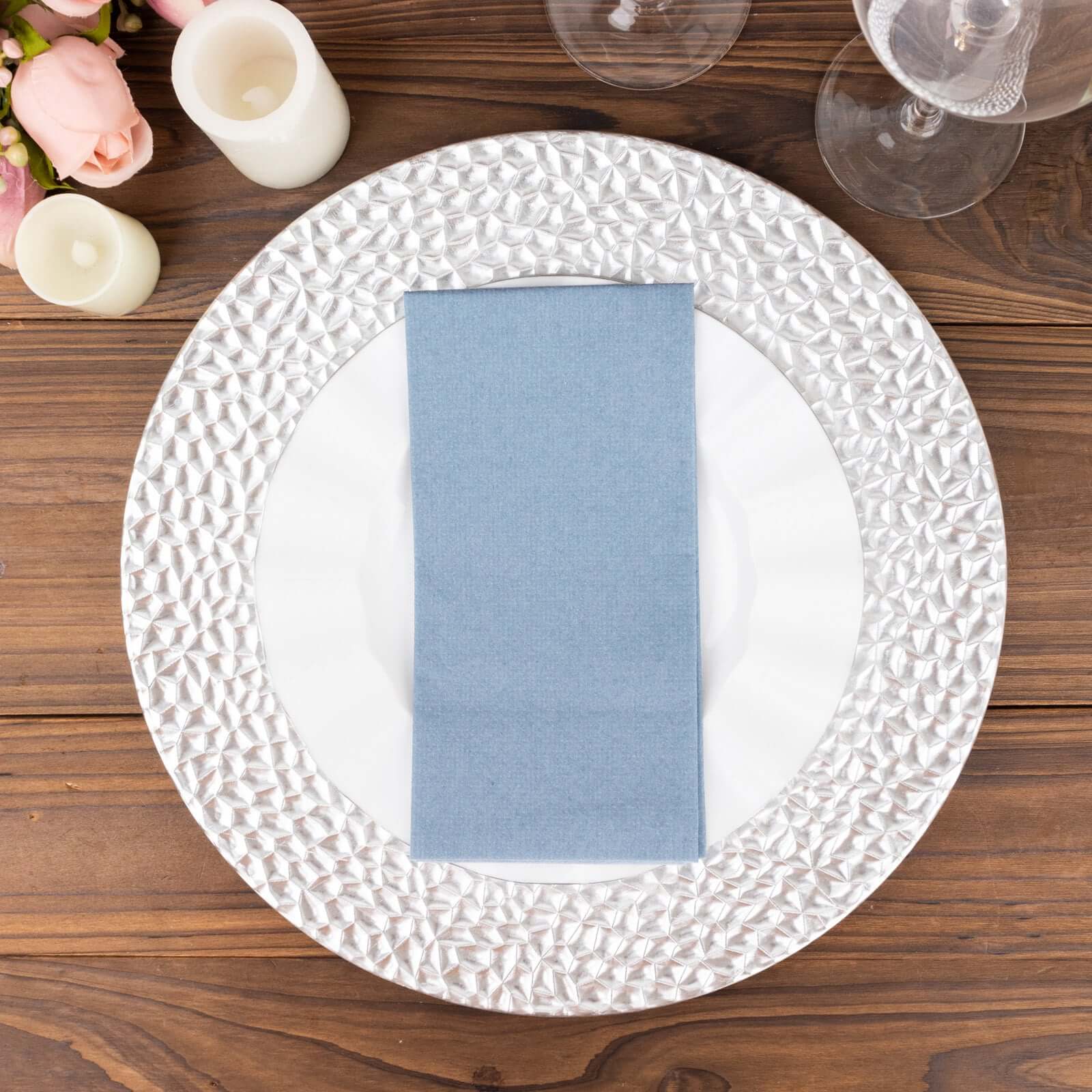 20 Pack Linen-Like Paper Napkins 8.5"x4" Dusty Blue - Soft & Hygienic Airlaid Towels - Image 8