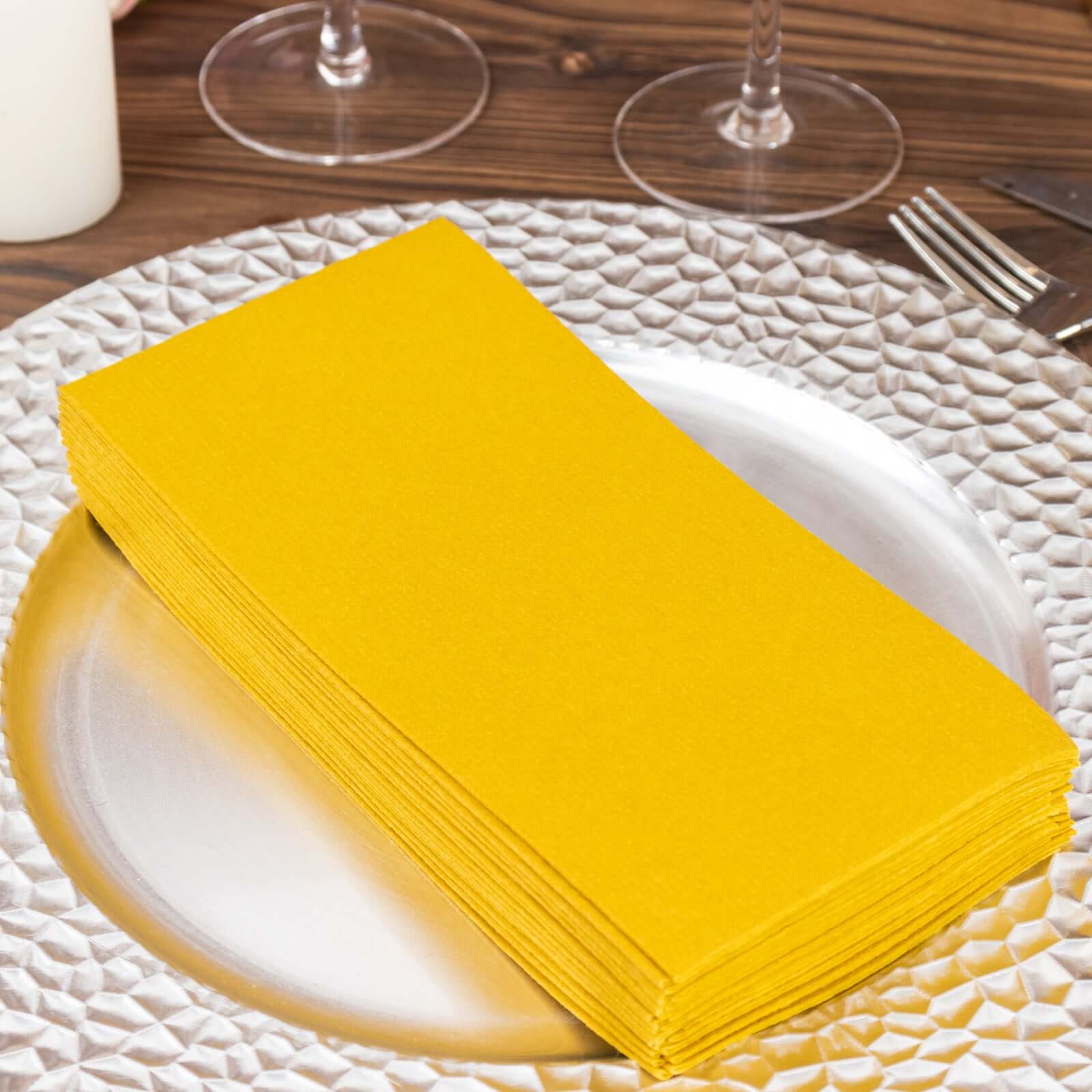20 Pack Linen-Like Paper Napkins 8.5"x4" Gold - Soft Hygienic Airlaid Guest Towels for Formal & Casual Dining - Image 16