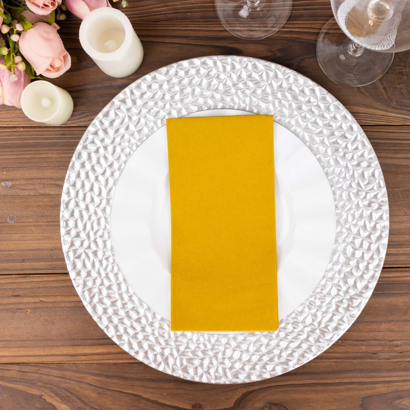 20 Pack Linen-Like Paper Napkins 8.5"x4" Gold - Soft Hygienic Airlaid Guest Towels for Formal & Casual Dining - Image 8