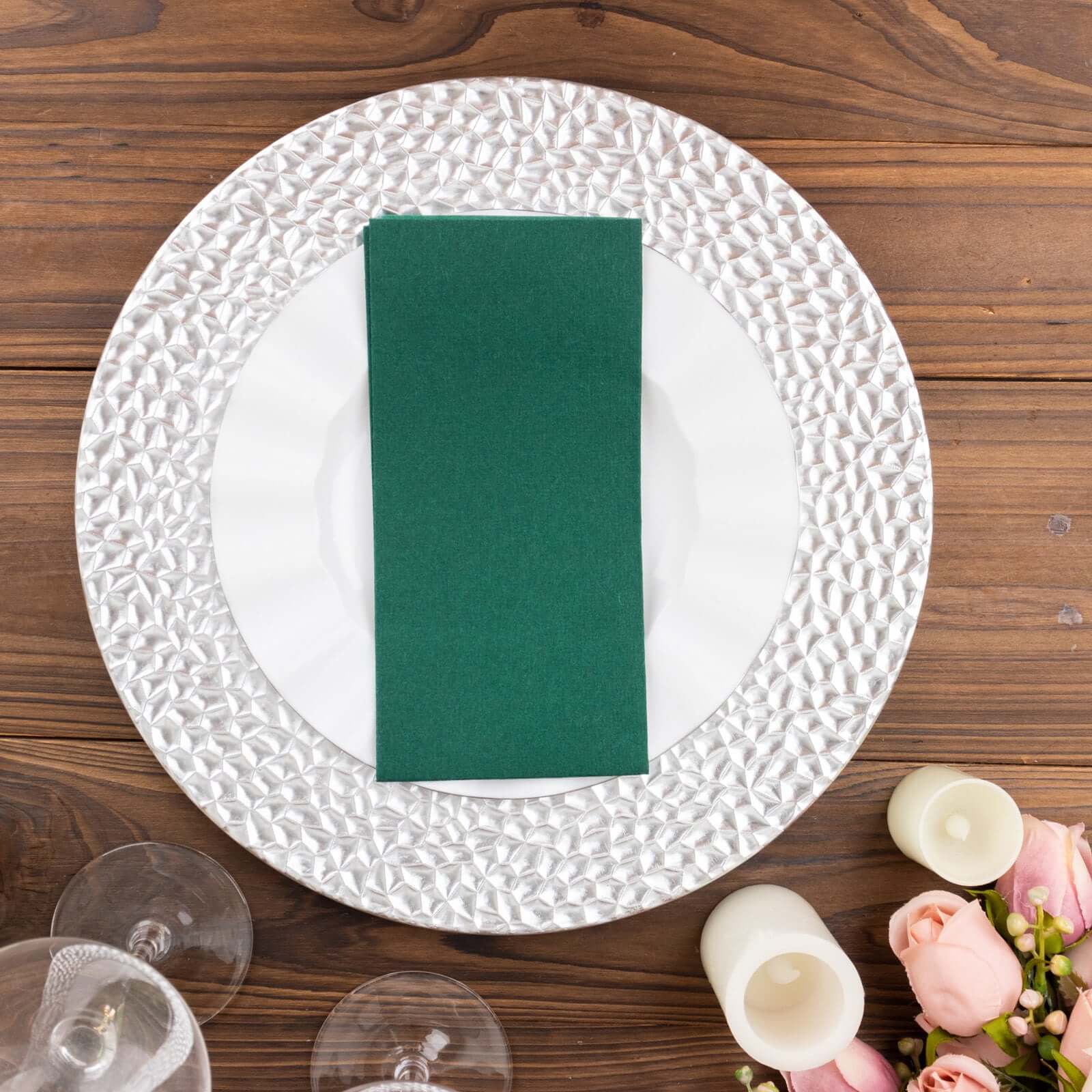 20 Pack Linen-Like Paper Napkins 8.5"x4" Hunter Emerald Green - Soft & Hygienic Airlaid Towels - Image 8