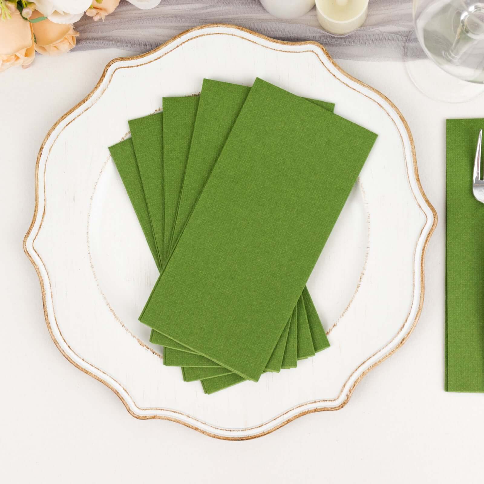 20 Pack Linen-Like Paper Napkins 8.5"x4" Olive Green - Soft & Hygienic Airlaid Towels - Image 13