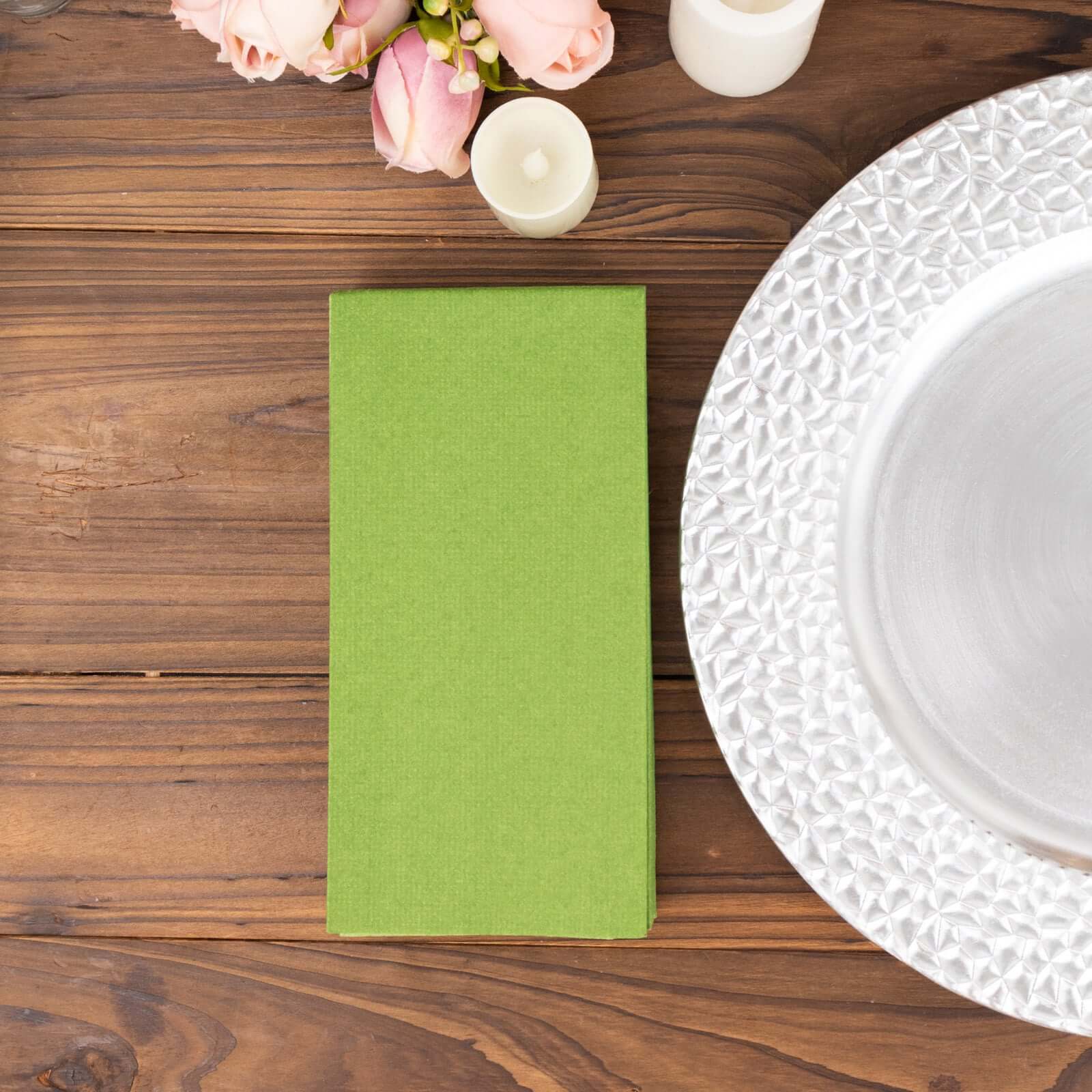 20 Pack Linen-Like Paper Napkins 8.5"x4" Olive Green - Soft & Hygienic Airlaid Towels - Image 9