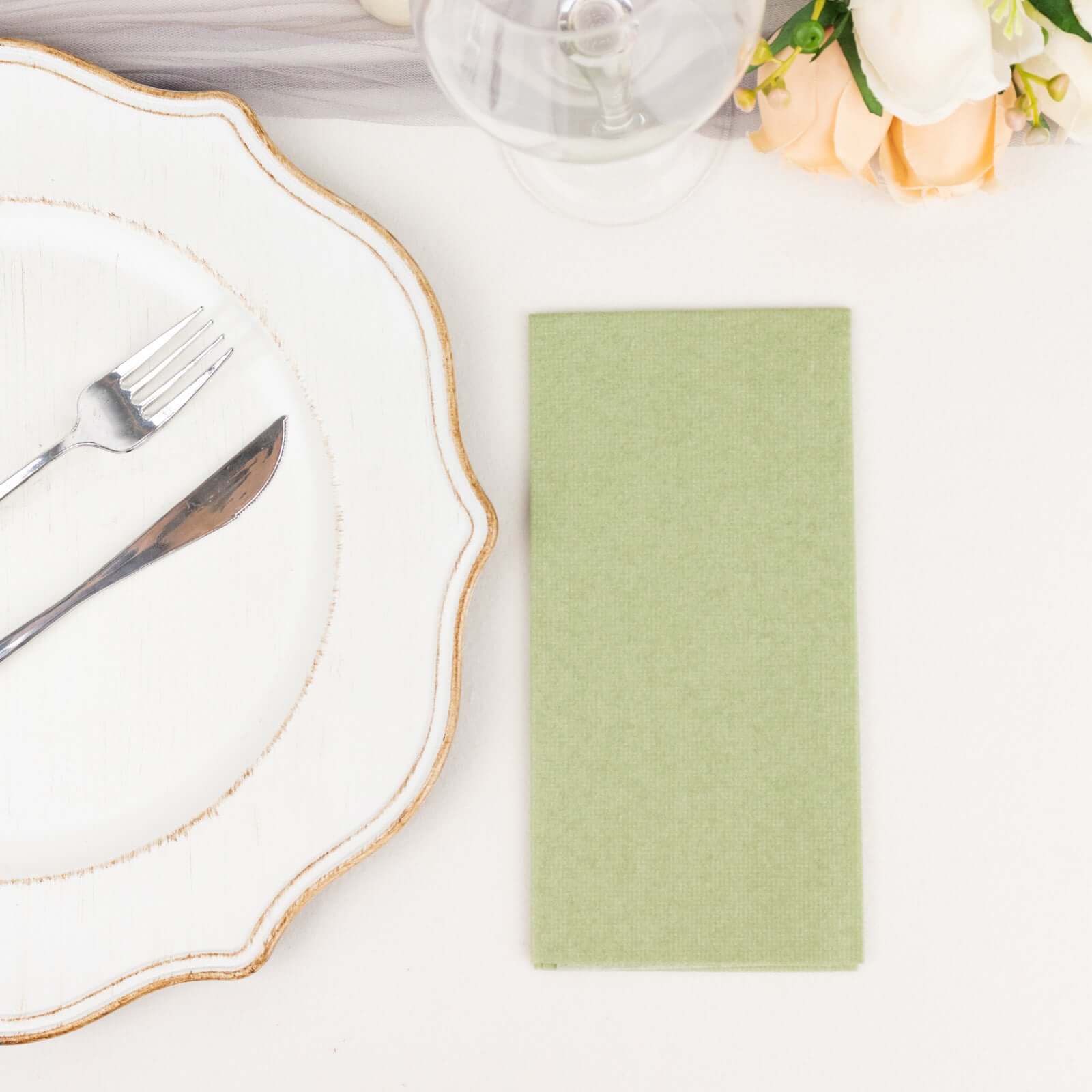 20 Pack Linen-Like Paper Napkins 8.5"x4" Sage Green - Soft & Hygienic Airlaid Towels - Image 10