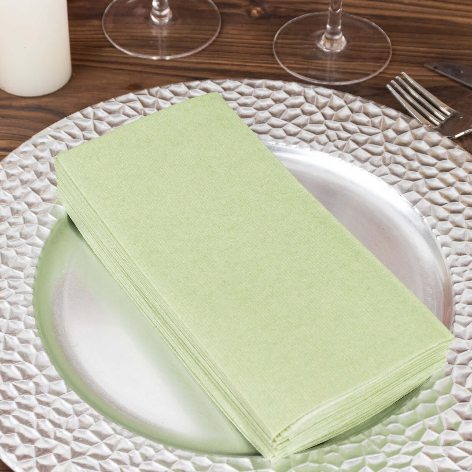 20 Pack Linen-Like Paper Napkins 8.5"x4" Sage Green - Soft & Hygienic Airlaid Towels - Image 16
