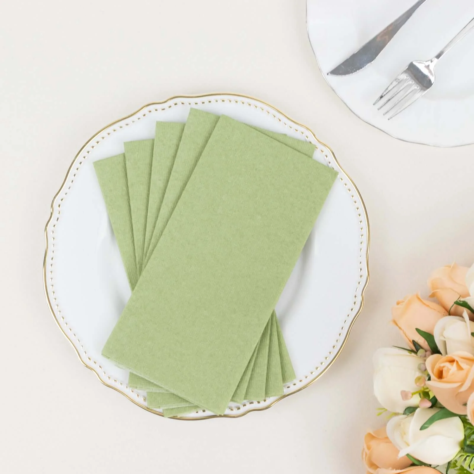 20 Pack Linen-Like Paper Napkins 8.5"x4" Sage Green - Soft & Hygienic Airlaid Towels - Image 7