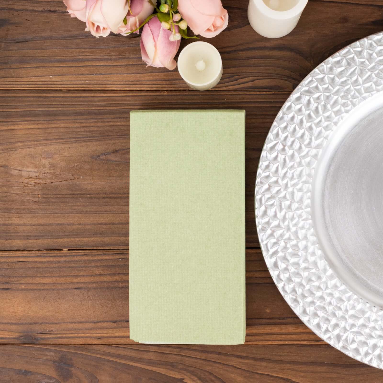 20 Pack Linen-Like Paper Napkins 8.5"x4" Sage Green - Soft & Hygienic Airlaid Towels - Image 9