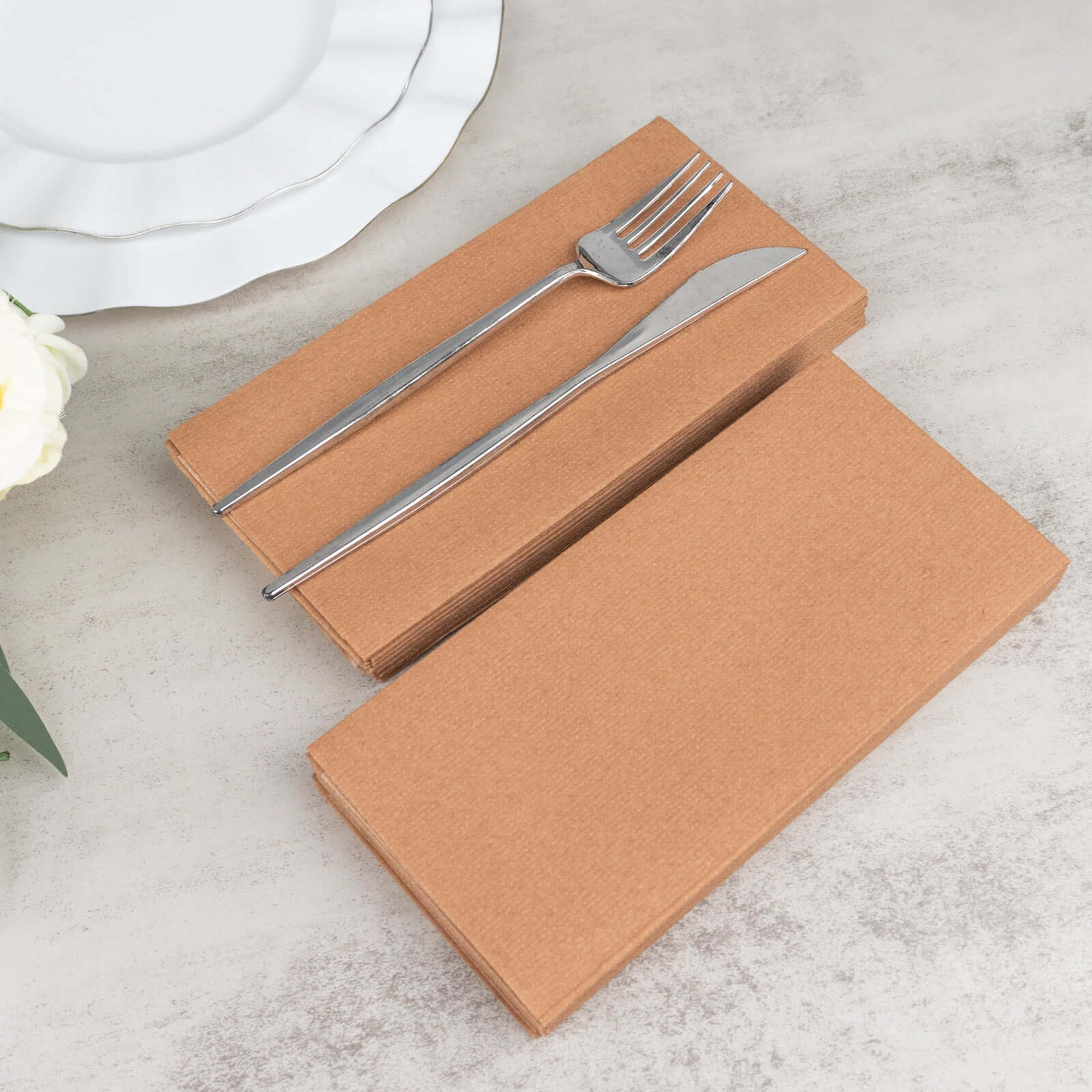 20 Pack Linen-Like Paper Napkins 8.5"x4" Terracotta (Rust) - Soft & Hygienic Airlaid Towels - Image 2