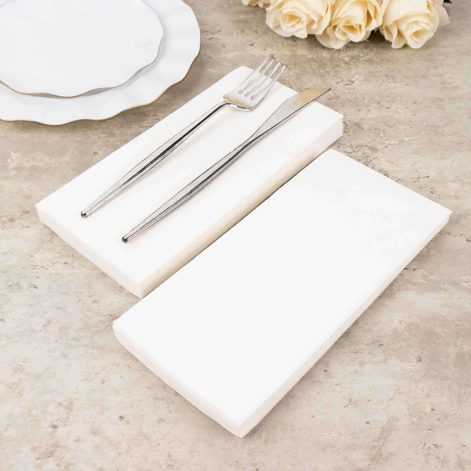 20 Pack Linen-Like Paper Napkins 8.5"x4" White - Soft Hygienic Airlaid Guest Towels for Formal & Casual Dining
