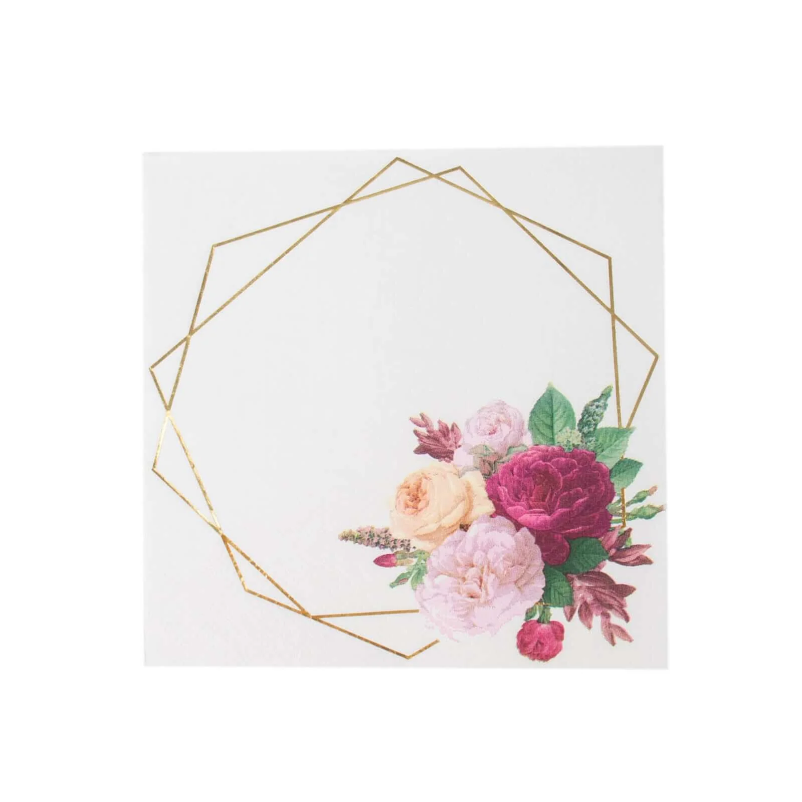 20-Pack Paper Napkins 6.5" White with Gold Hexagon Frame & Floral Print - Soft 2 Ply Disposable Cocktail Napkins for Weddings & Parties - Image 7