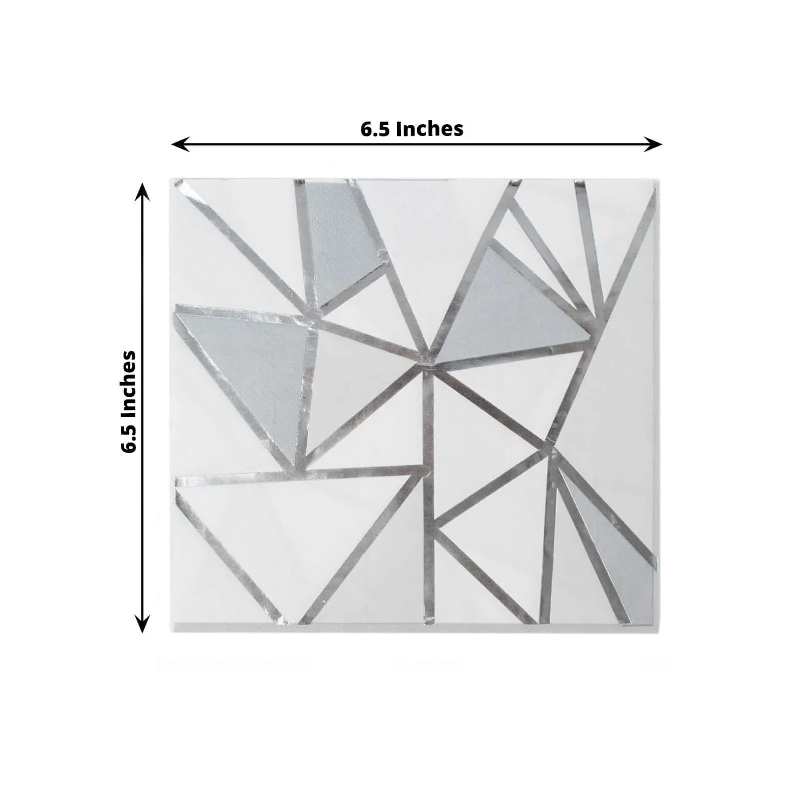 20-Pack Paper Party Napkins 2 Ply with Geometric Silver Foil Print 6.5"x6.5" - Soft Disposable Cocktail Napkins for Weddings - Image 3
