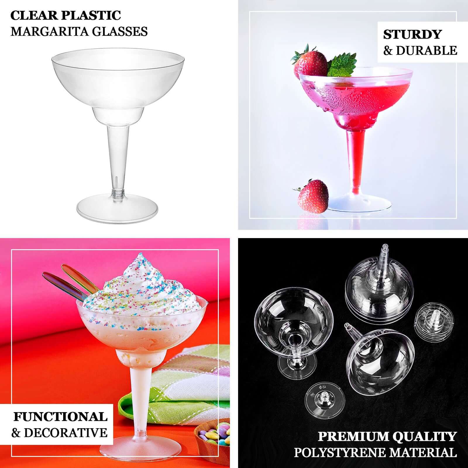 20-Pack Plastic Margarita Glasses 10oz Clear - Disposable Cocktail Cups for Frozen Drinks - Image 4