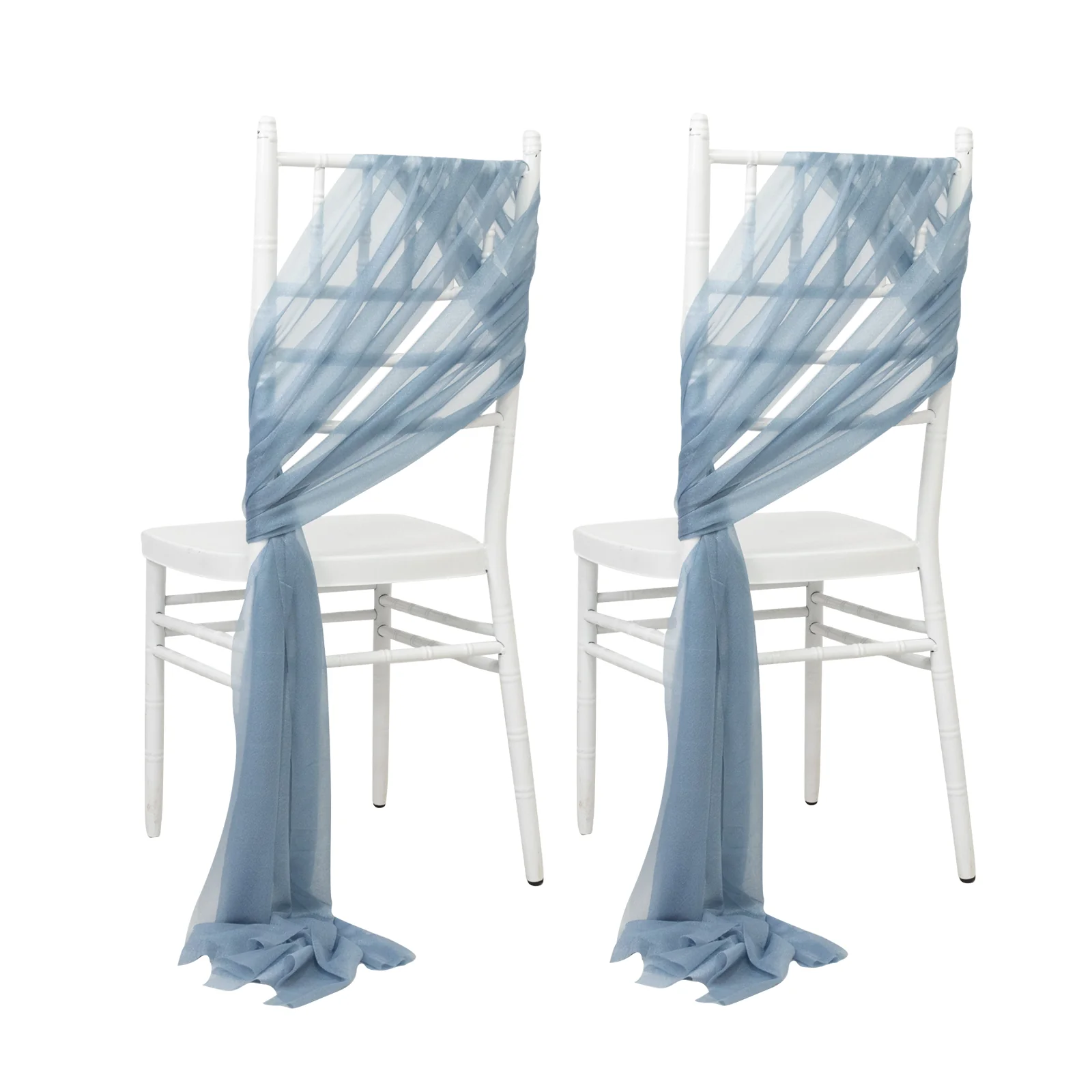 20-Pack Sheer Chair Sash in Dusty Blue, 9ft Long Shimmer Sheer Drape Chair Decor Set, Wrinkle-Free - Image 2