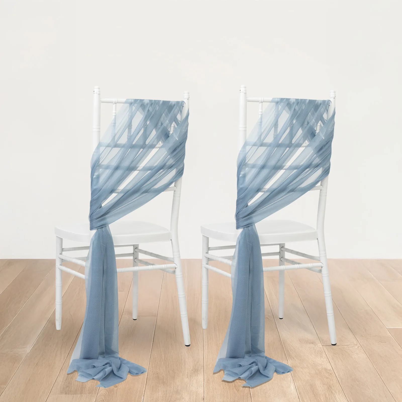 20-Pack Sheer Chair Sash in Dusty Blue, 9ft Long Shimmer Sheer Drape Chair Decor Set, Wrinkle-Free - Image 4
