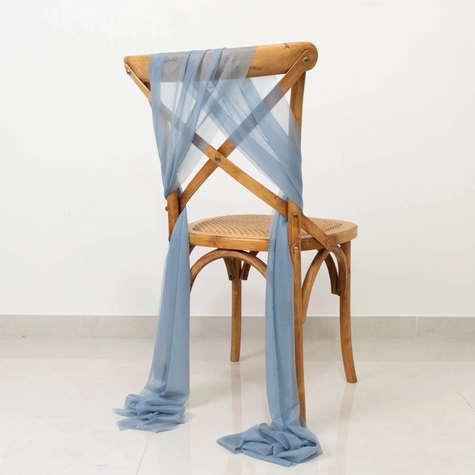 20-Pack Sheer Chair Sash in Dusty Blue, 9ft Long Shimmer Sheer Drape Chair Decor Set, Wrinkle-Free - Image 5
