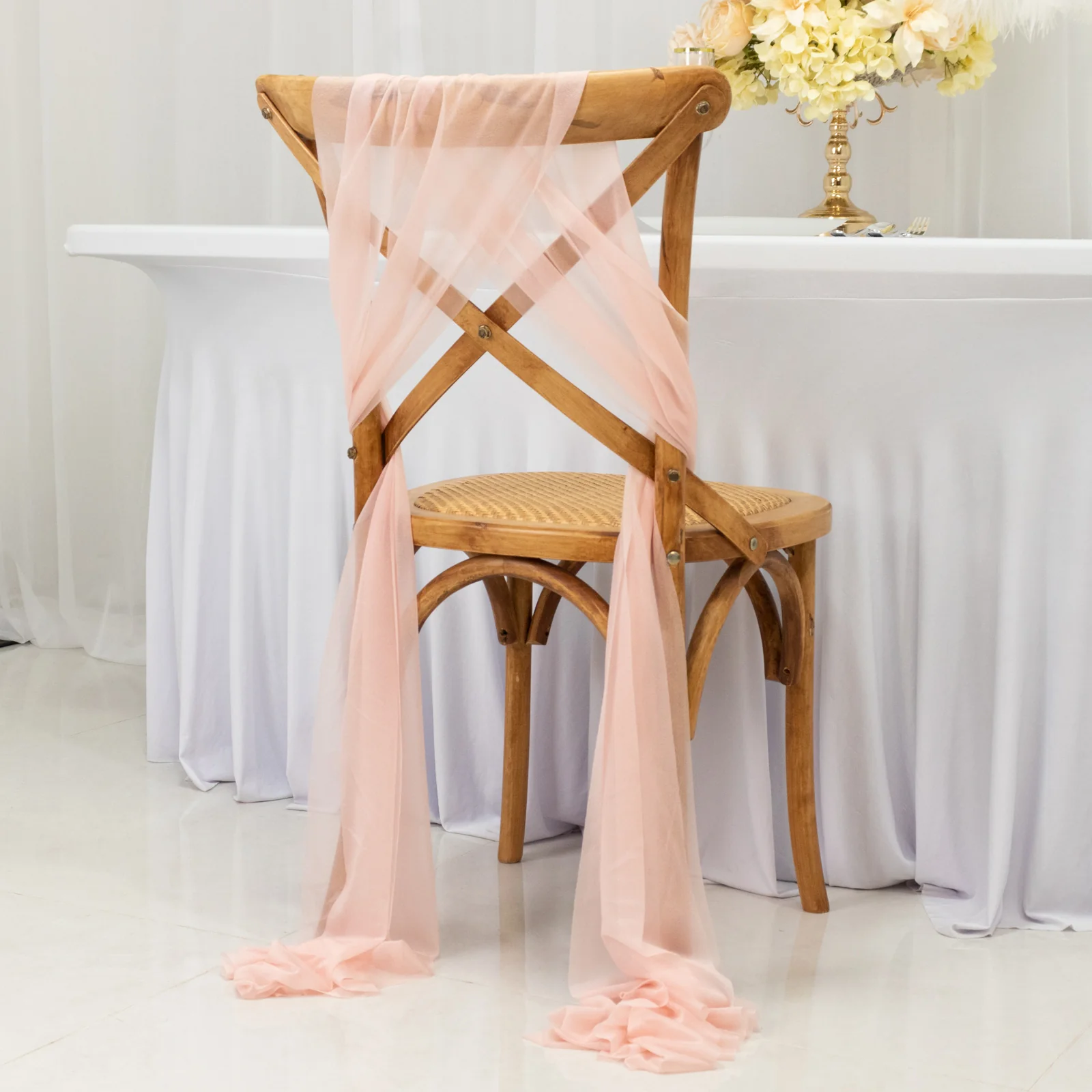 20-Pack Sheer Chair Sash in Blush, 9ft Long Shimmer Sheer Drape Chair Decor Set, Wrinkle-Free - Image 2