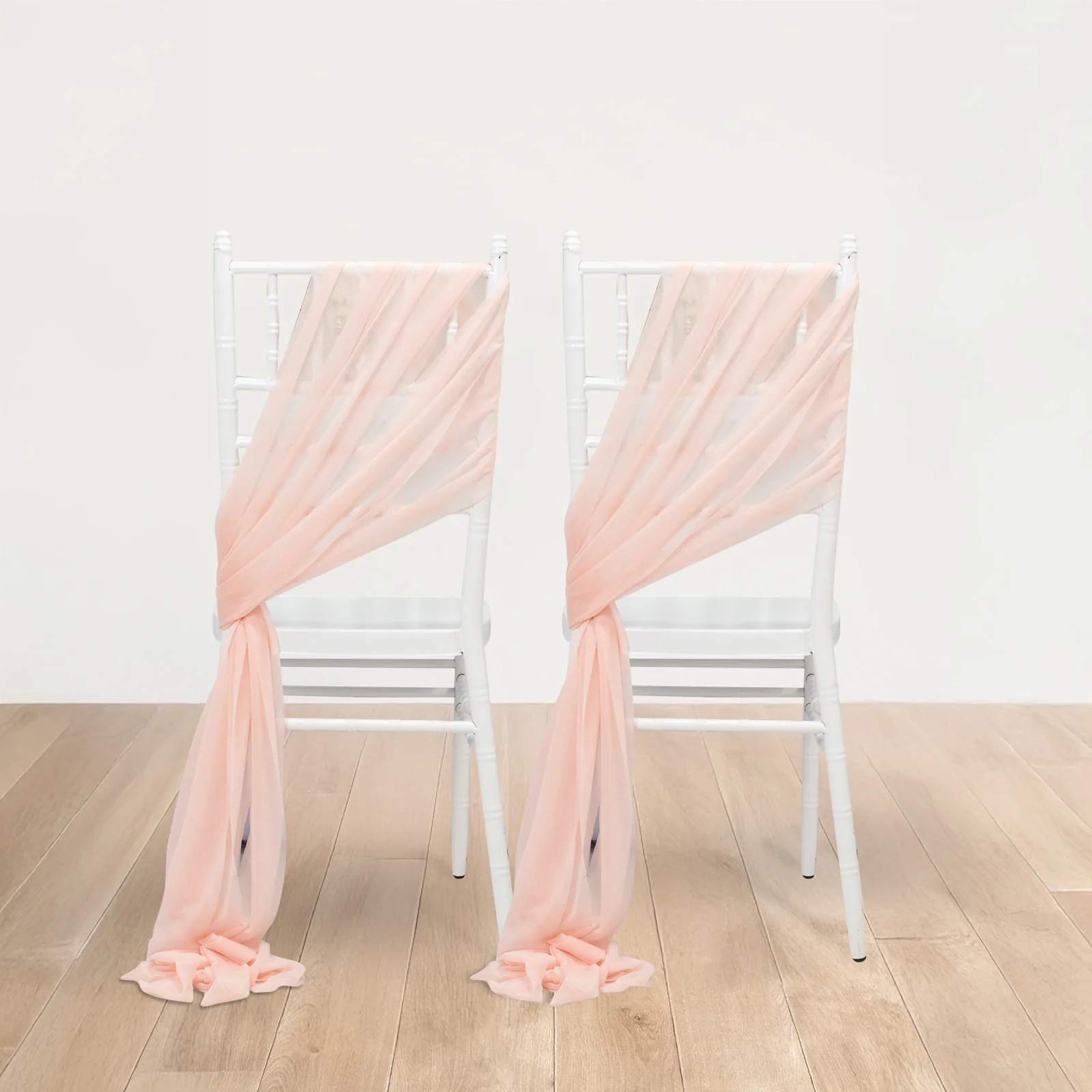 20-Pack Sheer Chair Sash in Blush, 9ft Long Shimmer Sheer Drape Chair Decor Set, Wrinkle-Free - Image 3