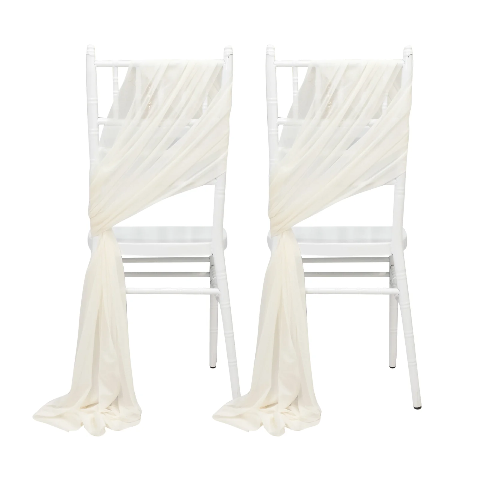 20-Pack Sheer Chair Sash in Ivory, 9ft Long Shimmer Sheer Drape Chair Decor Set, Wrinkle-Free - Image 2