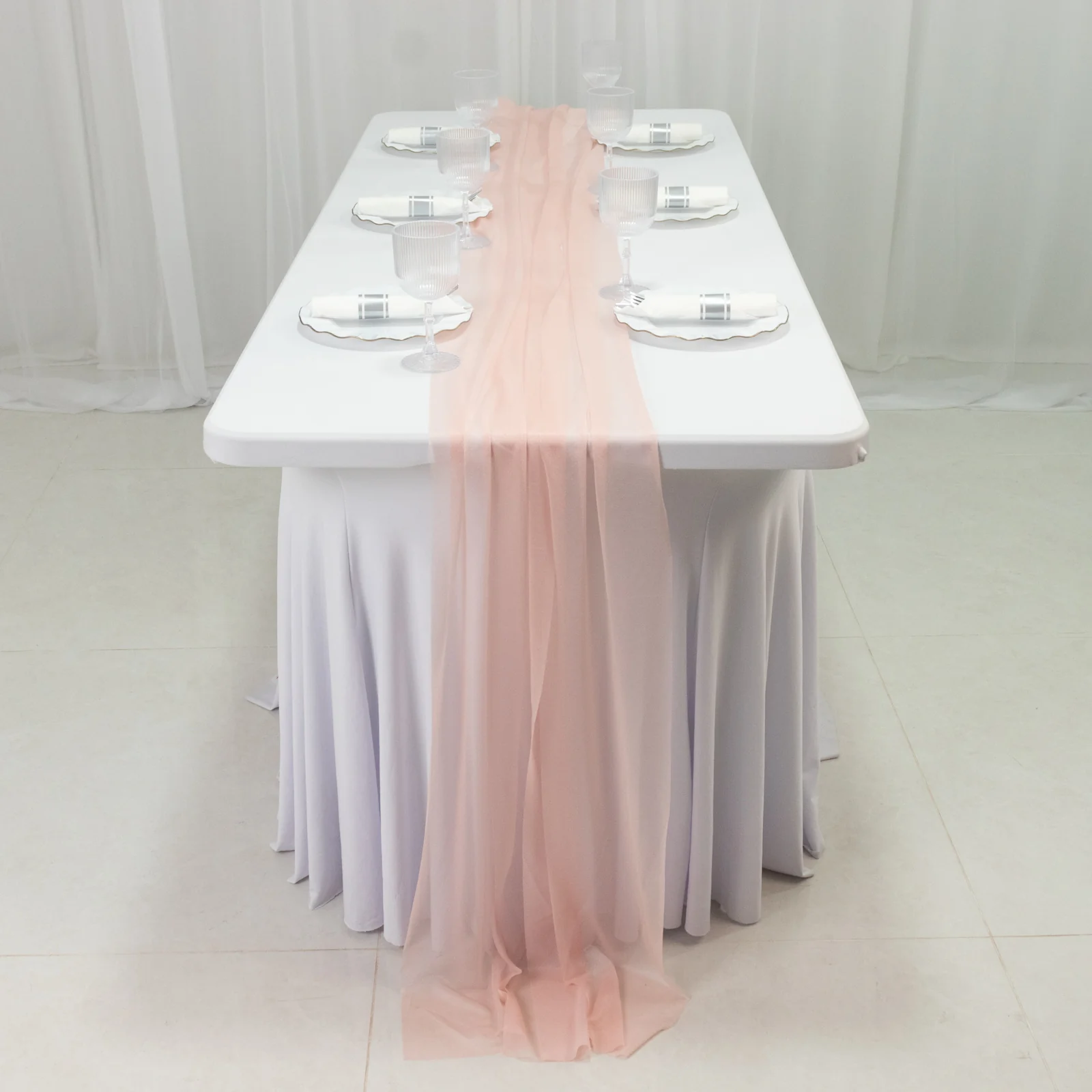 20-Pack Sheer Table Runners Blush, 9ft Long Sheer Drapes Table Decor, Wrinkle-Free - Image 2