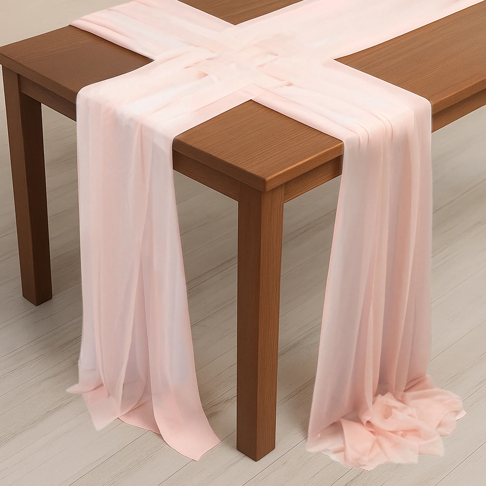 20-Pack Sheer Table Runners Blush, 9ft Long Sheer Drapes Table Decor, Wrinkle-Free - Image 3