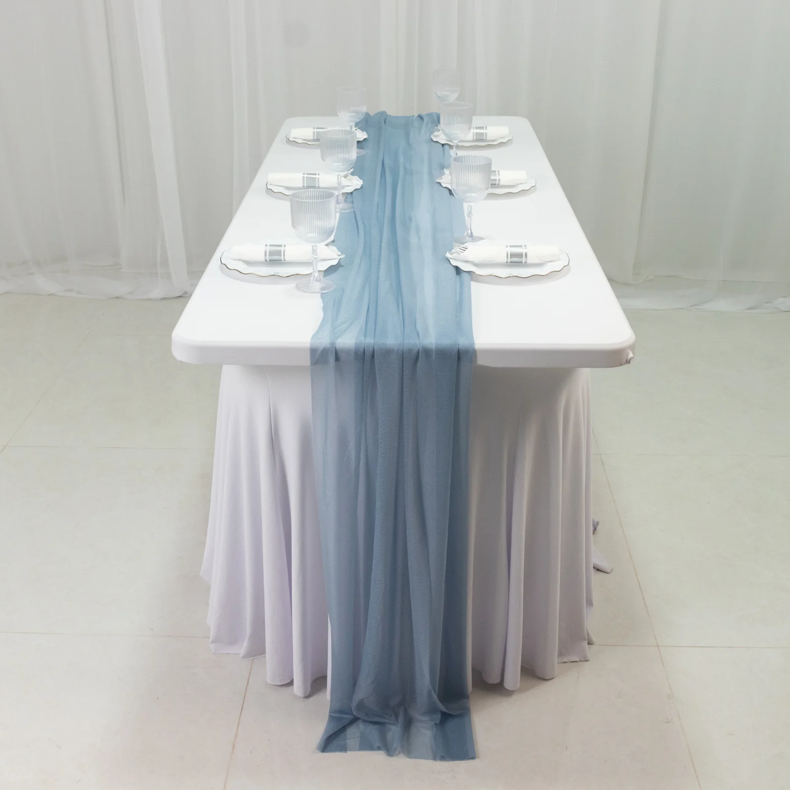 20-Pack Sheer Table Runners Dusty Blue, 9ft Long Sheer Drapes Table Decor, Wrinkle-Free - Image 2