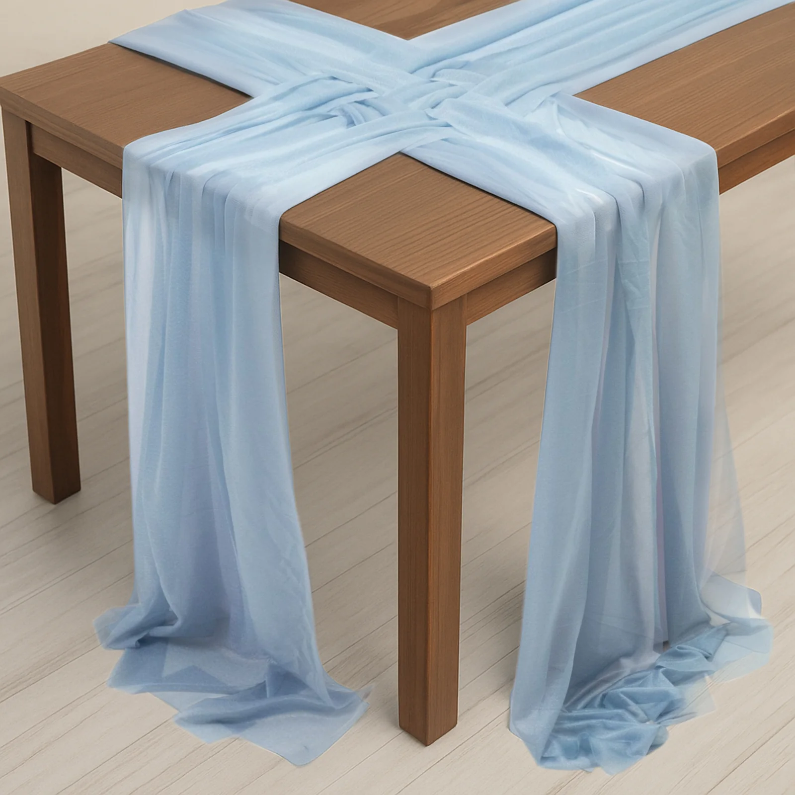 20-Pack Sheer Table Runners Dusty Blue, 9ft Long Sheer Drapes Table Decor, Wrinkle-Free - Image 3