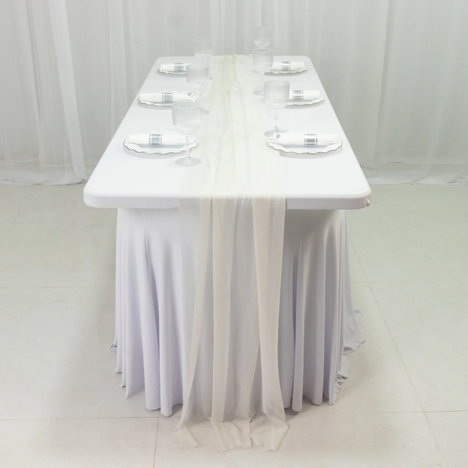 20-Pack Sheer Table Runners Ivory, 9ft Long Sheer Drapes Table Decor, Wrinkle-Free - Image 4