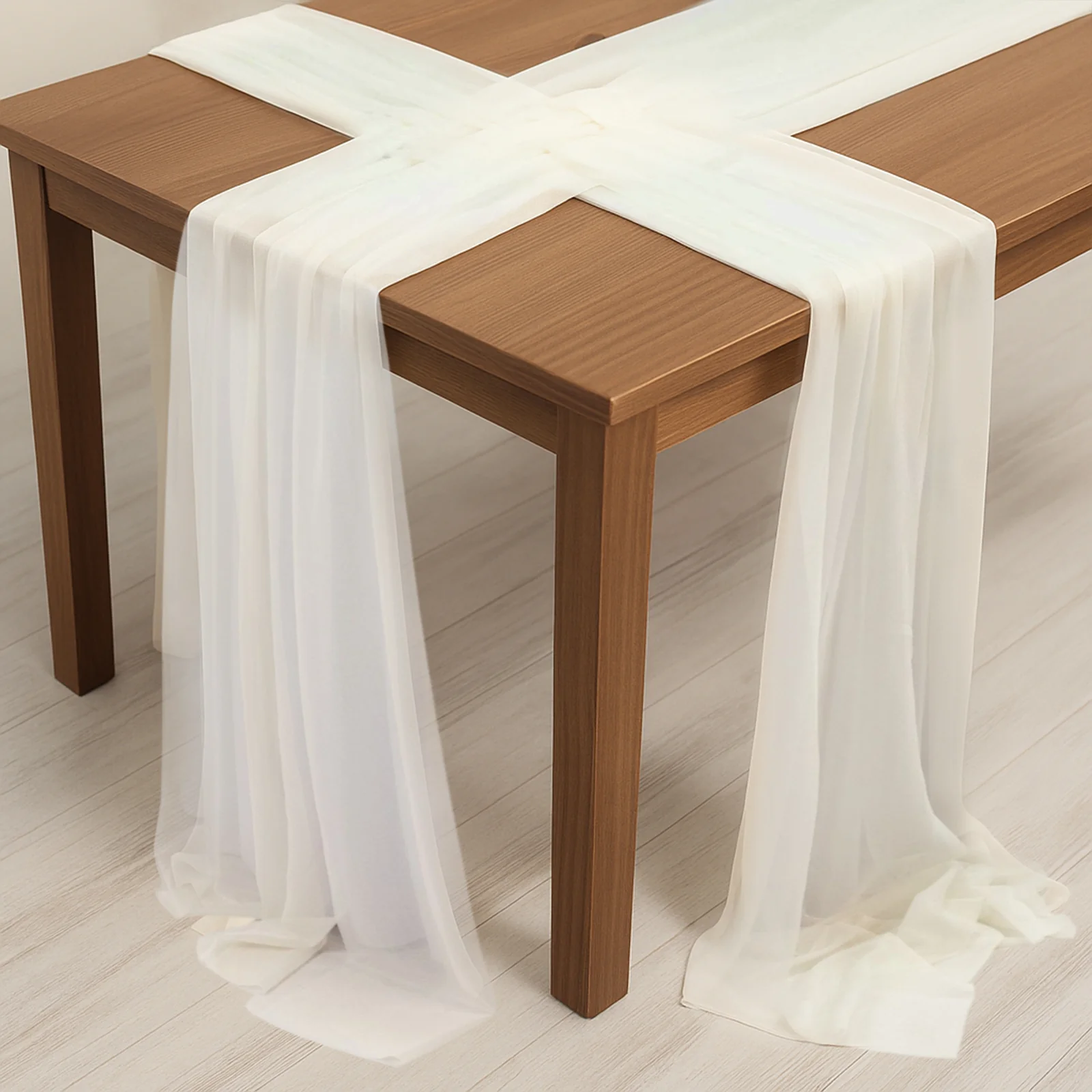 20-Pack Sheer Table Runners Ivory, 9ft Long Sheer Drapes Table Decor, Wrinkle-Free - Image 5