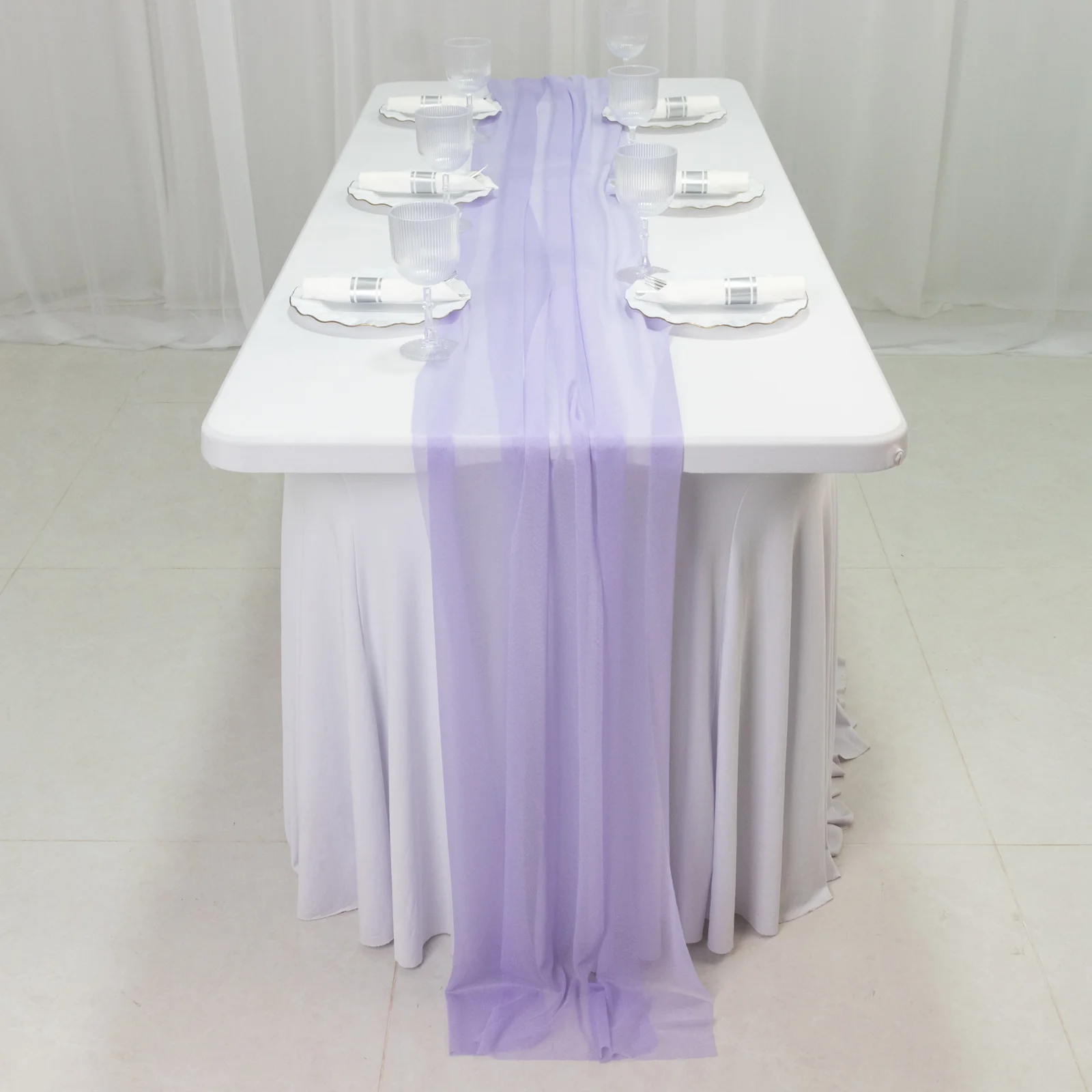 20-Pack Sheer Table Runners Lavender Lilac, 9ft Long Sheer Drapes Table Decor, Wrinkle-Free - Image 2