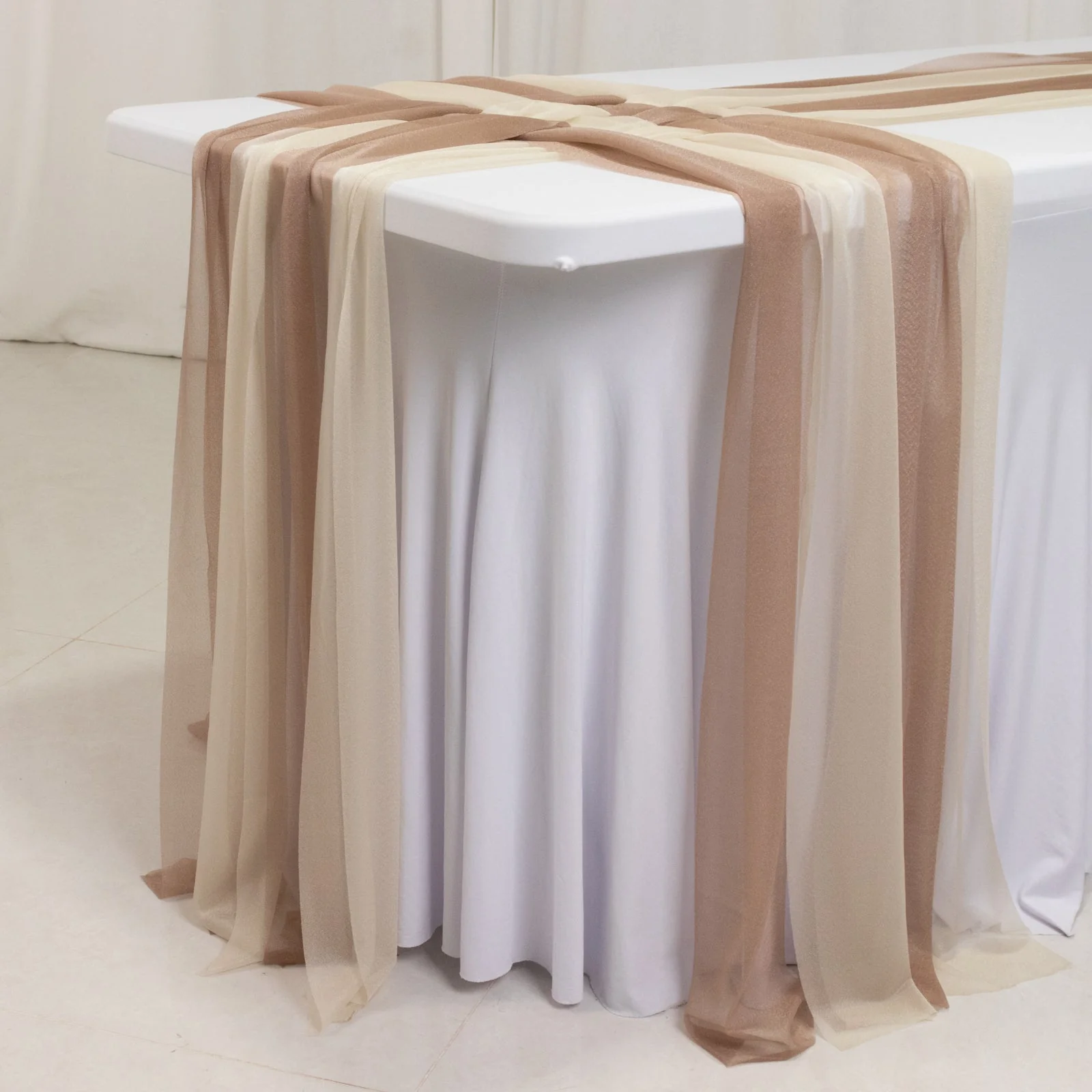 20-Pack Sheer Table Runners Taupe Beige, 9ft Long Sheer Drapes Table Decor, Wrinkle-Free - Image 6