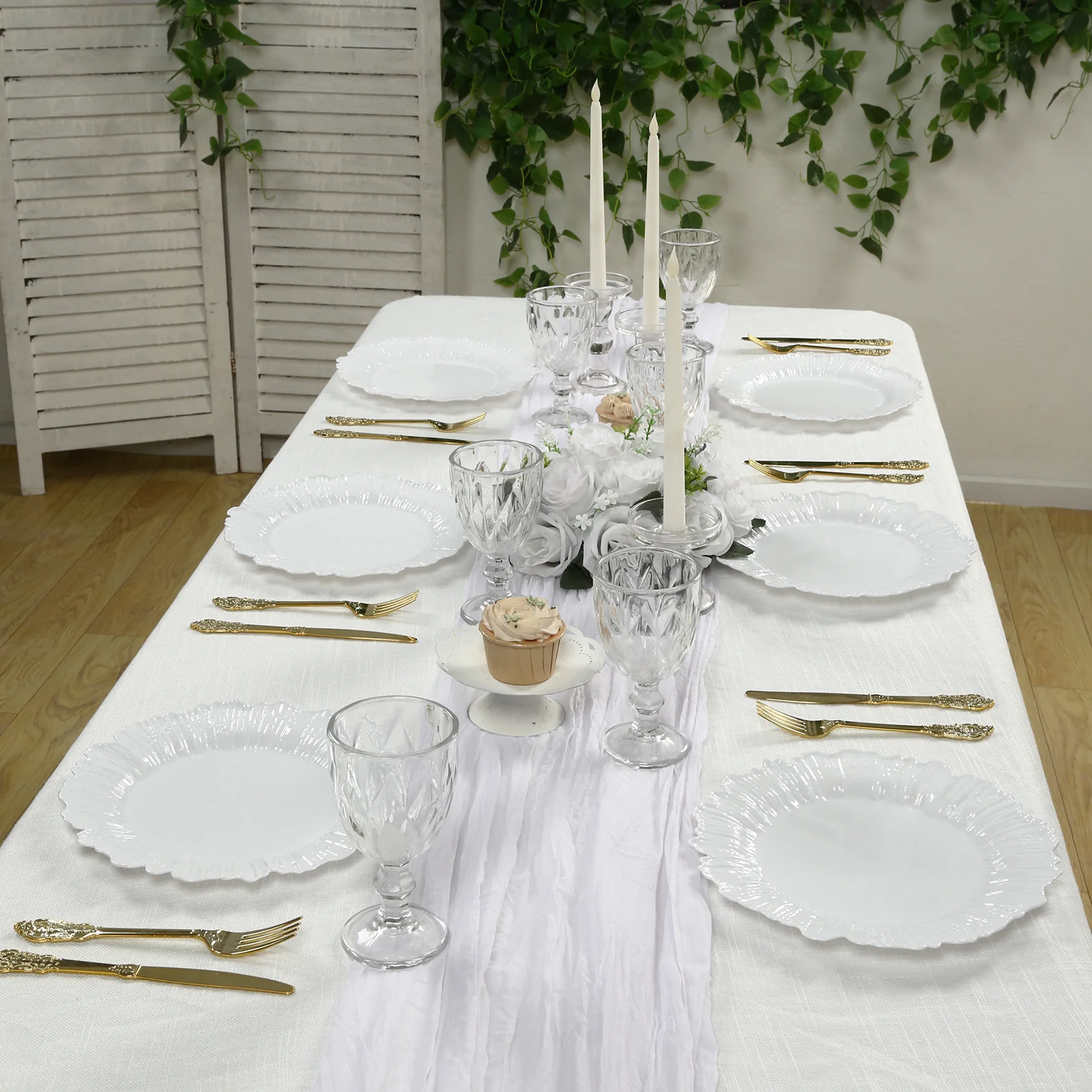 20-Pack White Reef Design Plastic Plates – 10" Dinner Party Plates – Elegant Disposable Tableware - Image 8