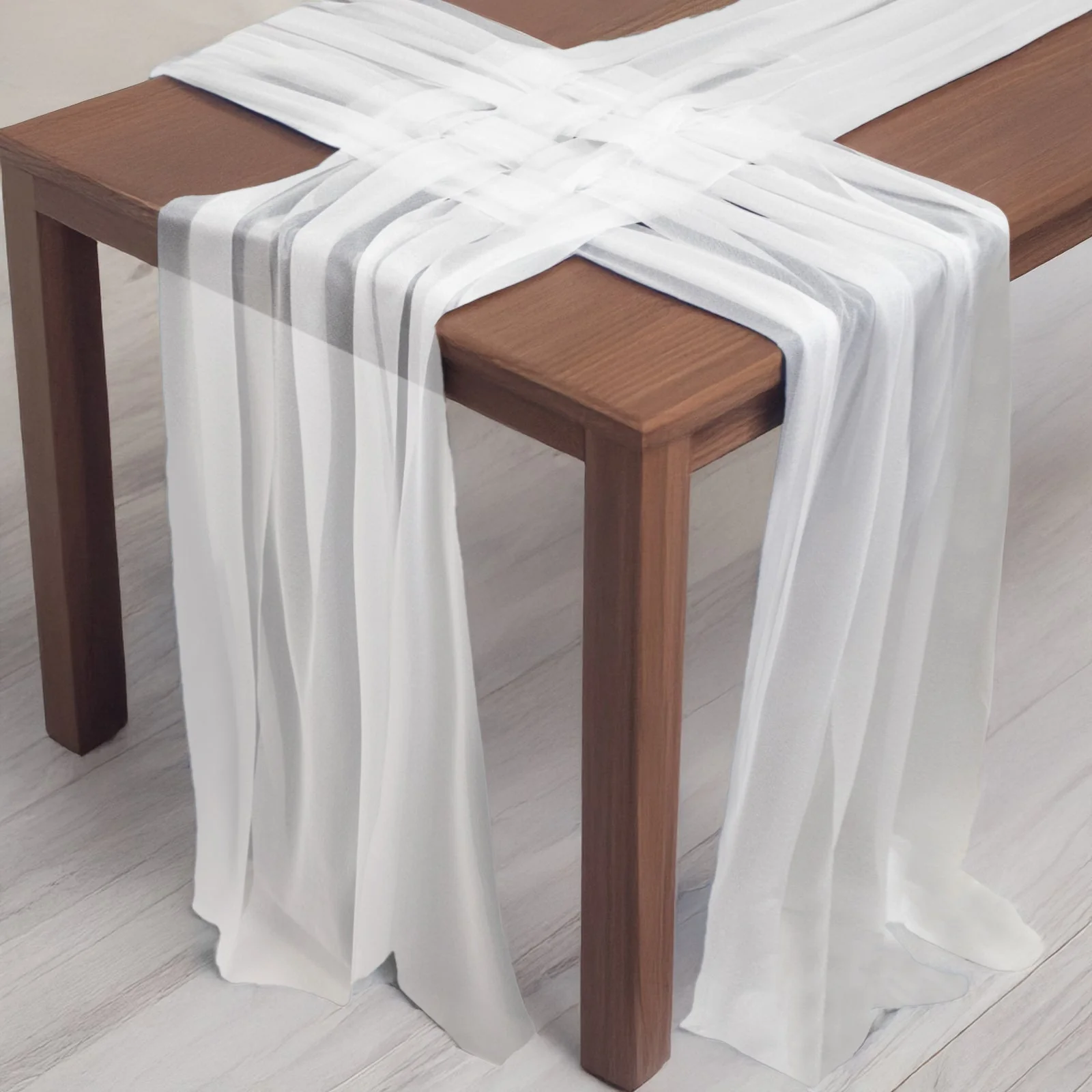 20-Pack Sheer Table Runners White, 9ft Long Sheer Drapes Table Decor, Wrinkle-Free - Image 2