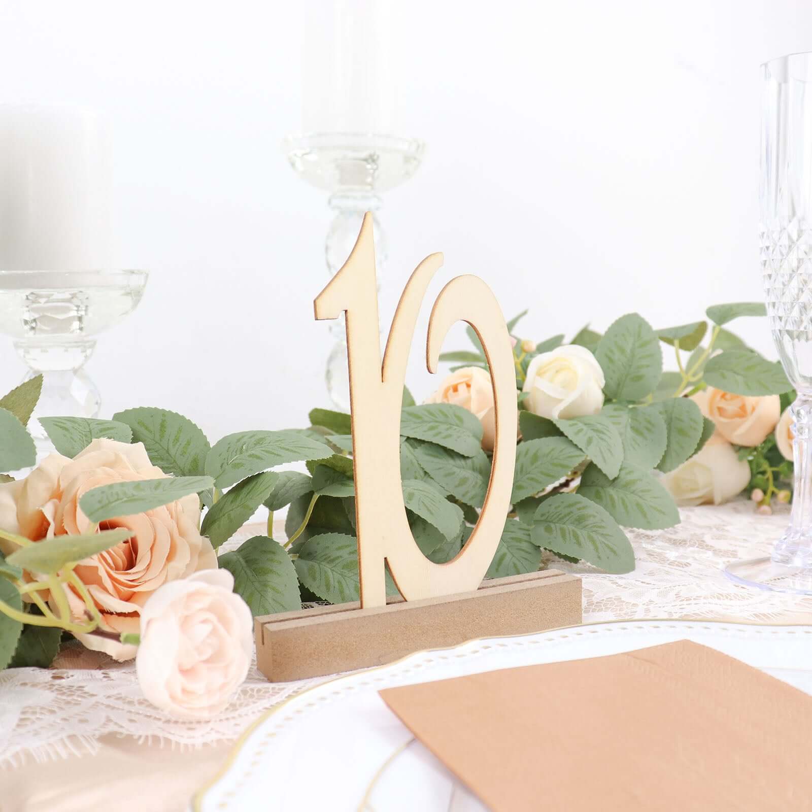 20-Pack Wooden Wedding Table Numbers 1-20 Natural with Holder Base 6" - Durable Rustic Event Decor - Image 11
