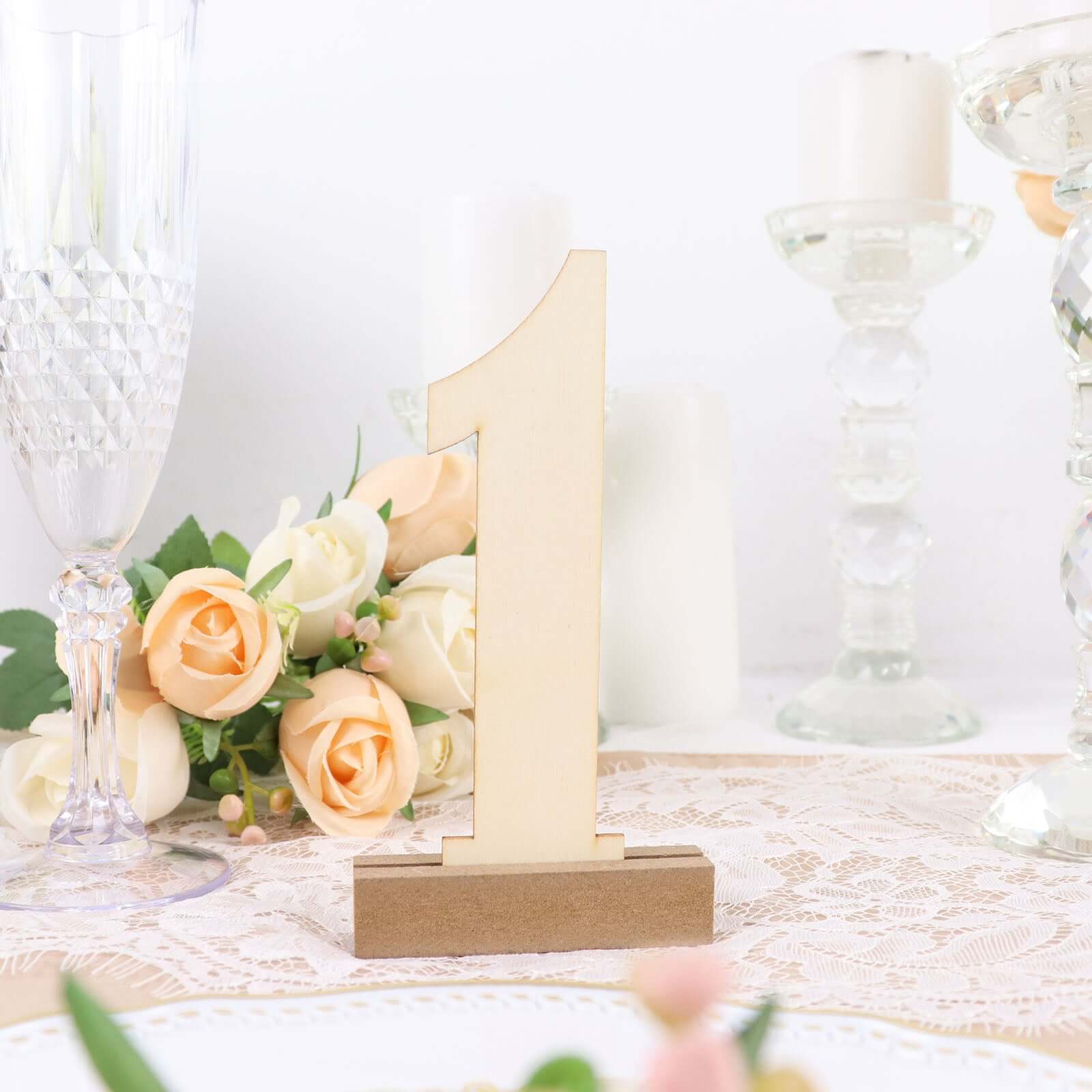 20-Pack Wooden Wedding Table Numbers 1-20 Natural with Holder Base 6" - Durable Rustic Event Decor - Image 12