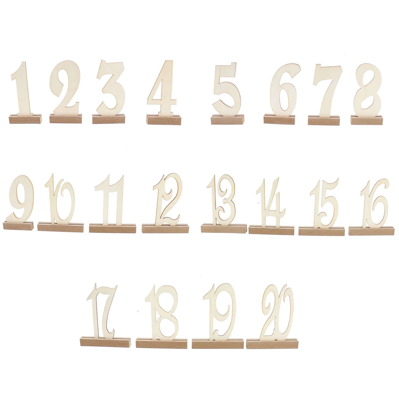 20-Pack Wooden Wedding Table Numbers 1-20 Natural with Holder Base 6" - Durable Rustic Event Decor - Image 7