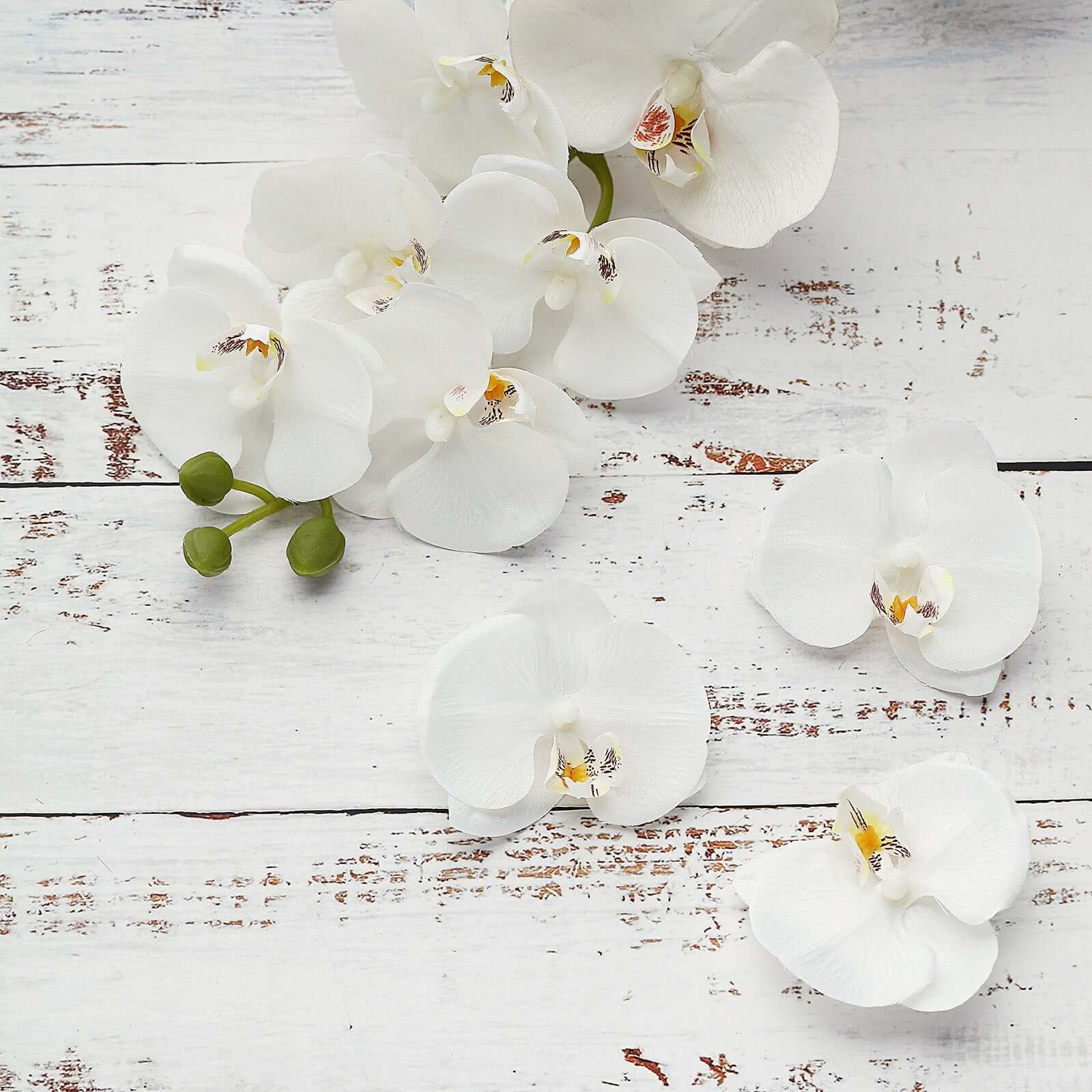 20 Silk Artificial Orchids Flower Heads 4" White - Realistic Floral Accents for DIY Crafts Bouquets Event & Home Decor