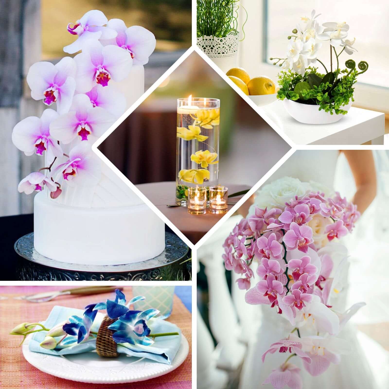 20 Silk Artificial Orchids Flower Heads 4" White - Realistic Floral Accents for DIY Crafts Bouquets Event & Home Decor - Image 5