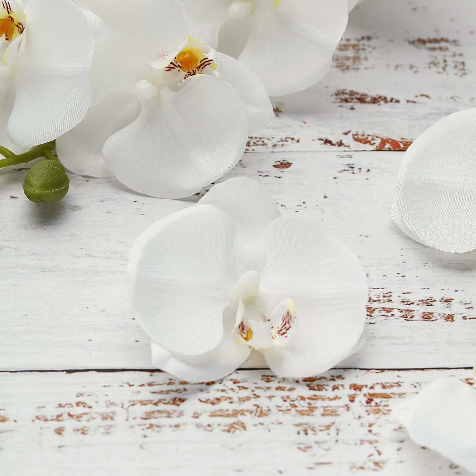 20 Silk Artificial Orchids Flower Heads 4" White - Realistic Floral Accents for DIY Crafts Bouquets Event & Home Decor - Image 6