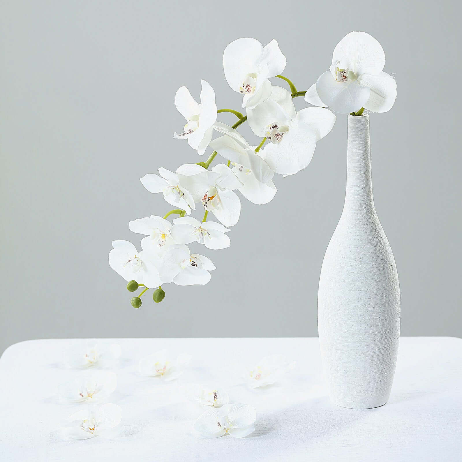 20 Silk Artificial Orchids Flower Heads 4" White - Realistic Floral Accents for DIY Crafts Bouquets Event & Home Decor - Image 8