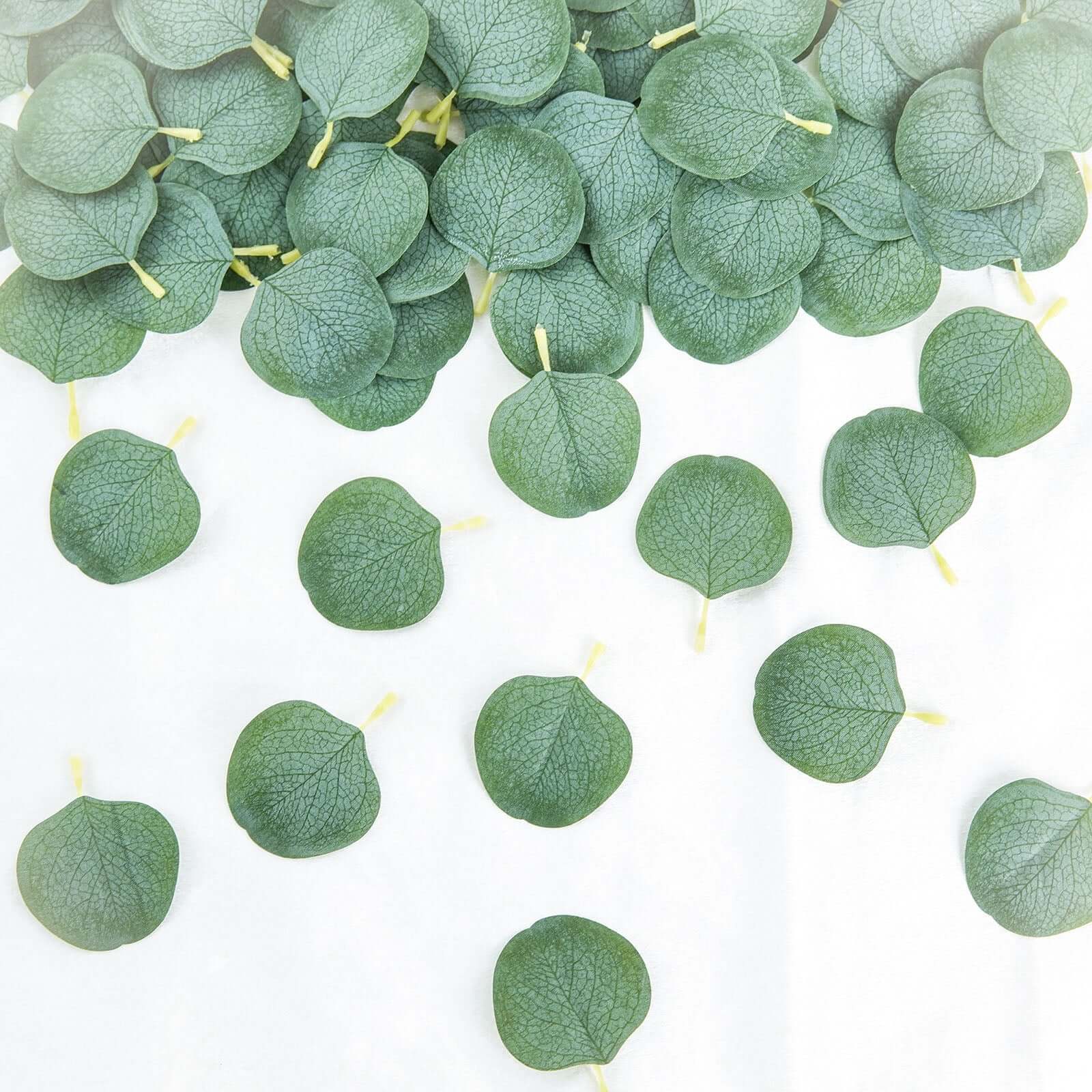 200 Pcs Artificial Eucalyptus Leaves Decor Frosted Green - Realistic Faux Greenery Petals for Table Scatter DIY Crafts & Event Styling