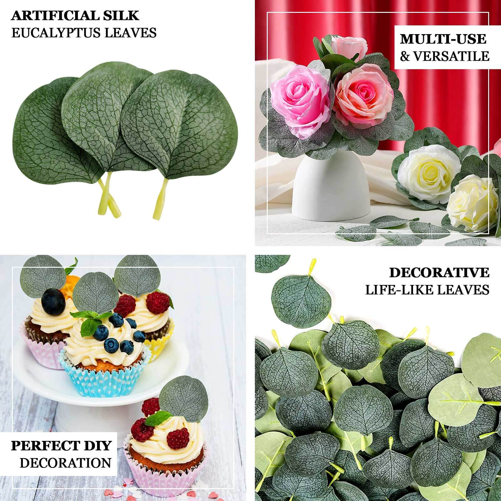 200 Pcs Artificial Eucalyptus Leaves Decor Frosted Green - Realistic Faux Greenery Petals for Table Scatter DIY Crafts & Event Styling - Image 4