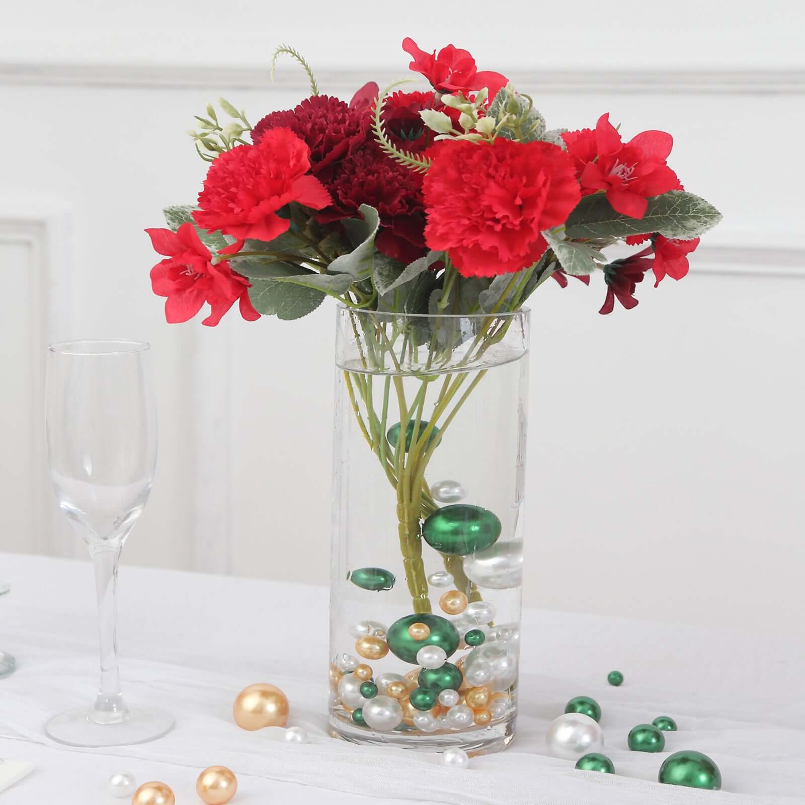 200Pcs Assorted Pearl Beads Vase Fillers in Green, Gold and White, Lustrous DIY Craft Bead Set - Image 2