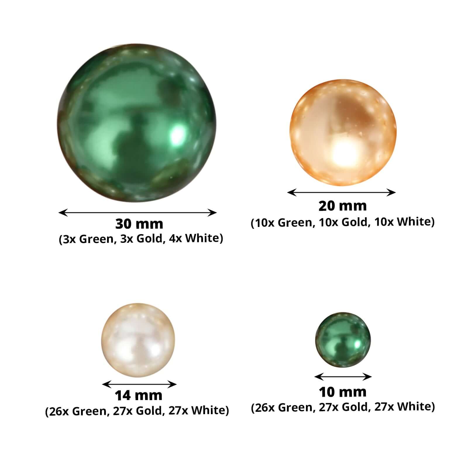 200Pcs Assorted Pearl Beads Vase Fillers in Green, Gold and White, Lustrous DIY Craft Bead Set - Image 3