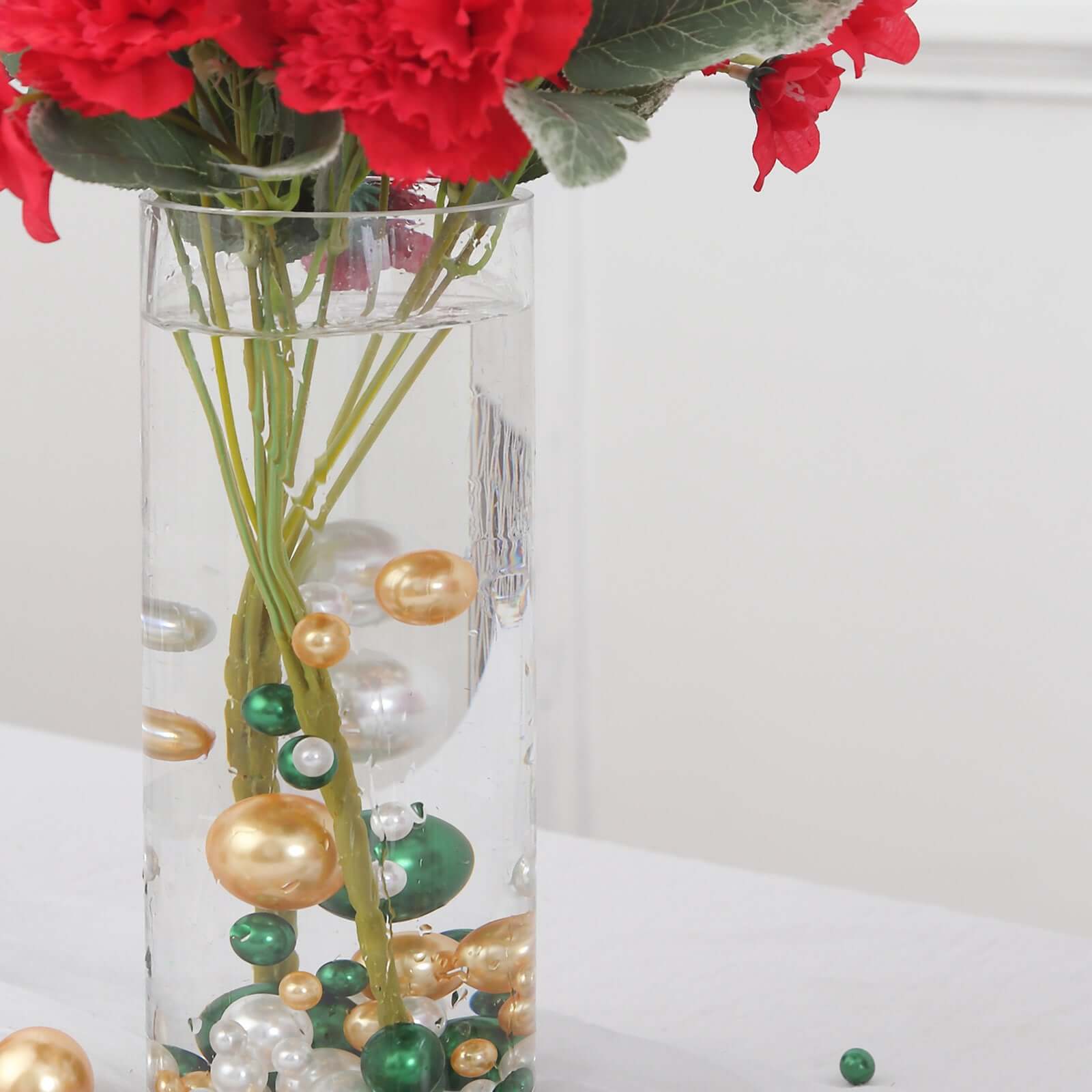 200Pcs Assorted Pearl Beads Vase Fillers in Green, Gold and White, Lustrous DIY Craft Bead Set - Image 6