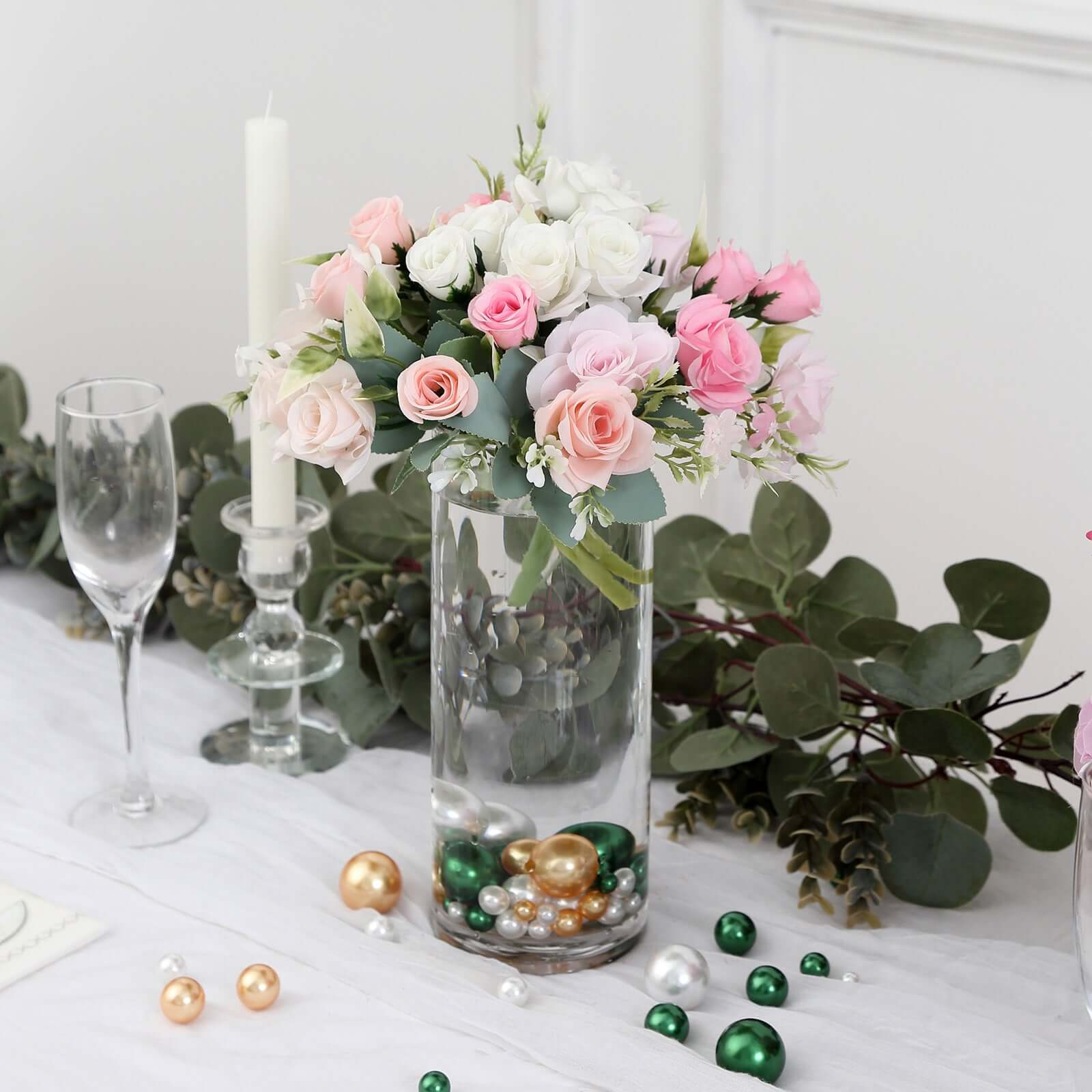 200Pcs Assorted Pearl Beads Vase Fillers in Green, Gold and White, Lustrous DIY Craft Bead Set - Image 7