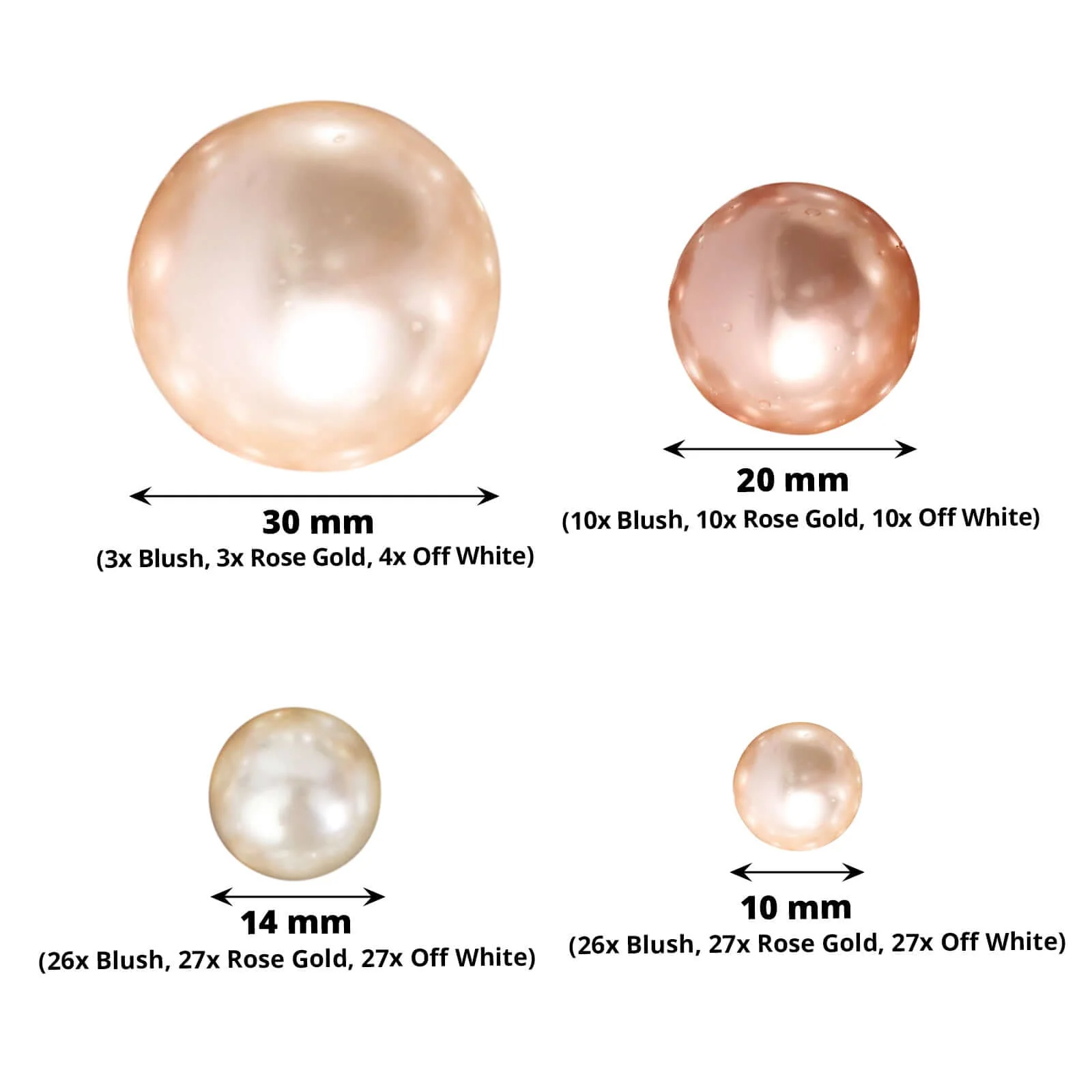 200Pcs Assorted Pearl Beads Vase Fillers in Rose Gold and Off White, Lustrous DIY Craft Bead Set - Image 3